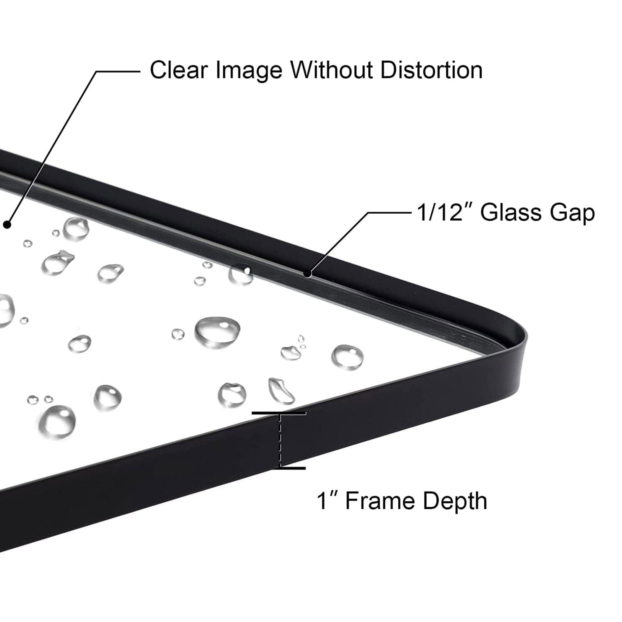 22 x 34 In Rectangular Wall Mounted Vanity Mirror, Matte Black (Used) - VMInnovations