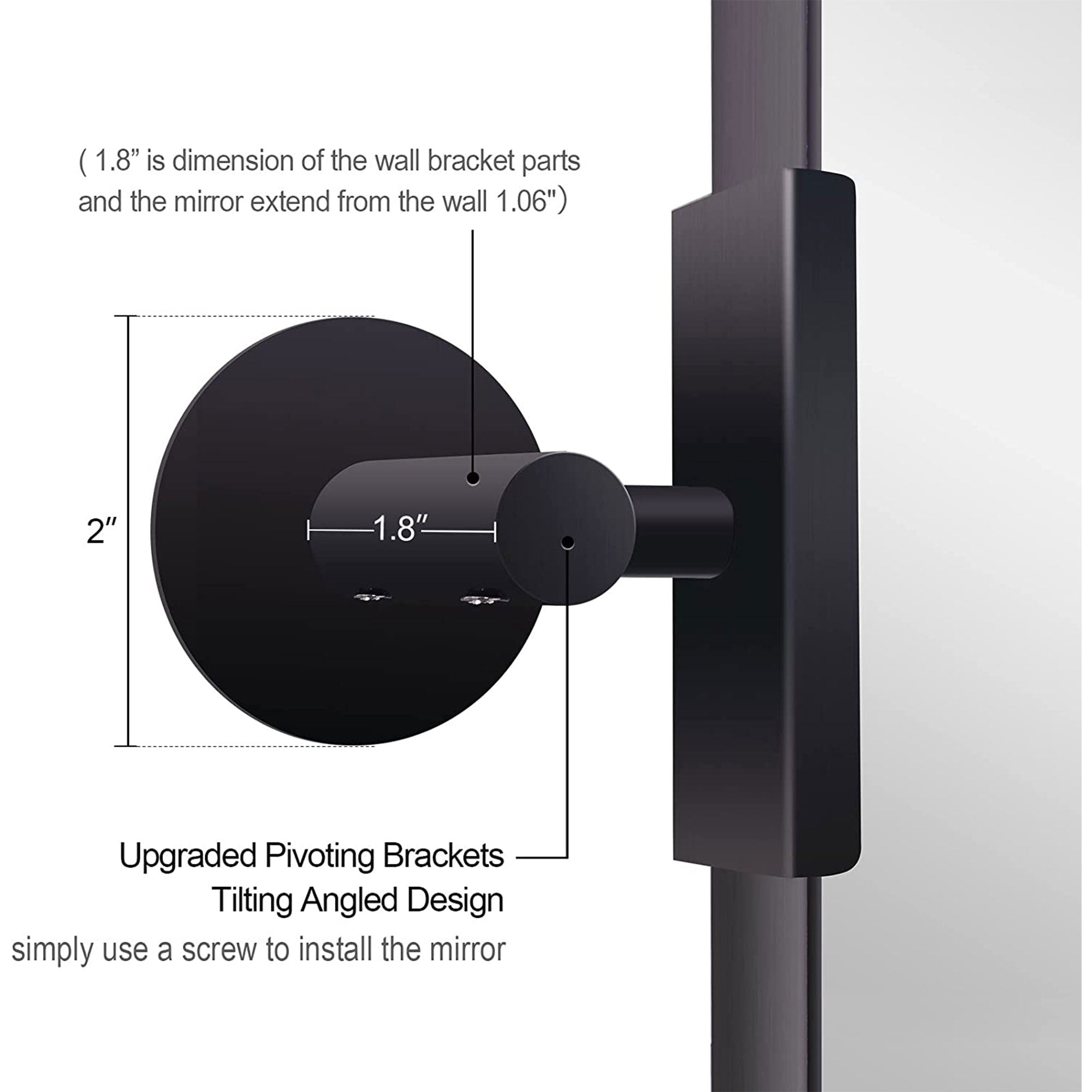22 x 34 In Rectangular Wall Mounted Vanity Mirror, Matte Black (Used) - VMInnovations