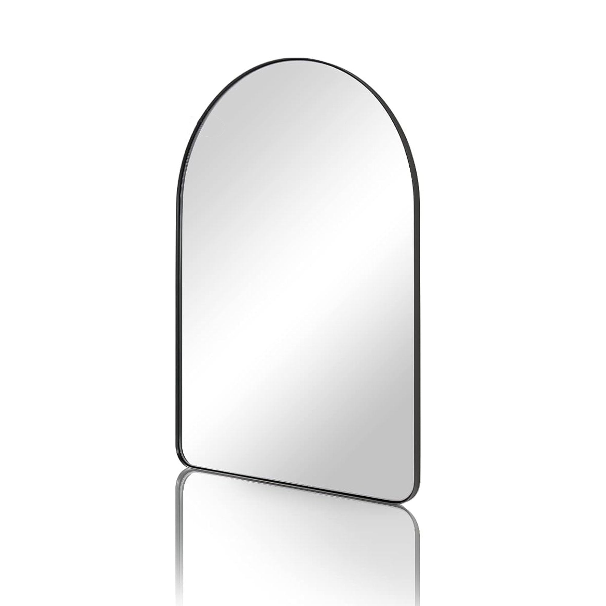 24 x 38 Inch Wall Mounted Metal Frame Arched Vanity Mirror, Black (Open Box) - VMInnovations