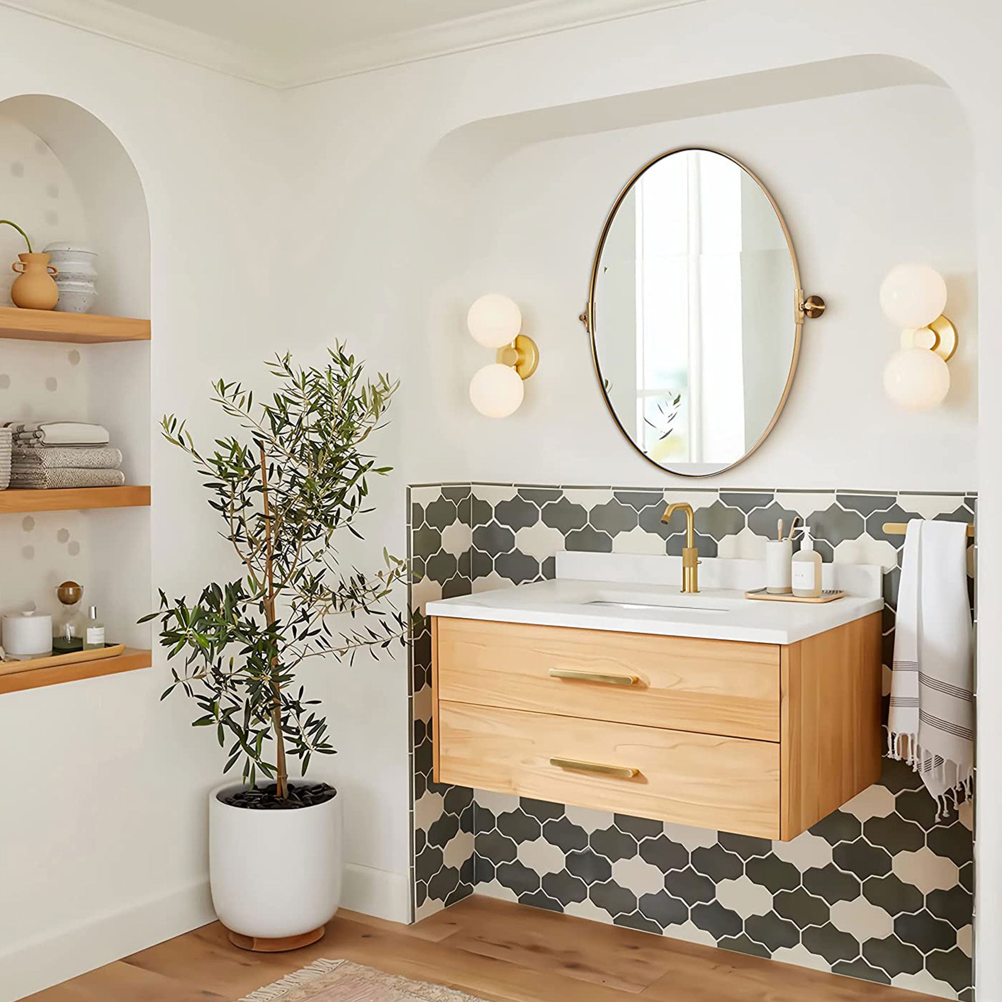 ANDY STAR 25 x 38 Oval Pivoting Adjustable Vanity Mirror w/Steel Frame(Open Box) - VMInnovations