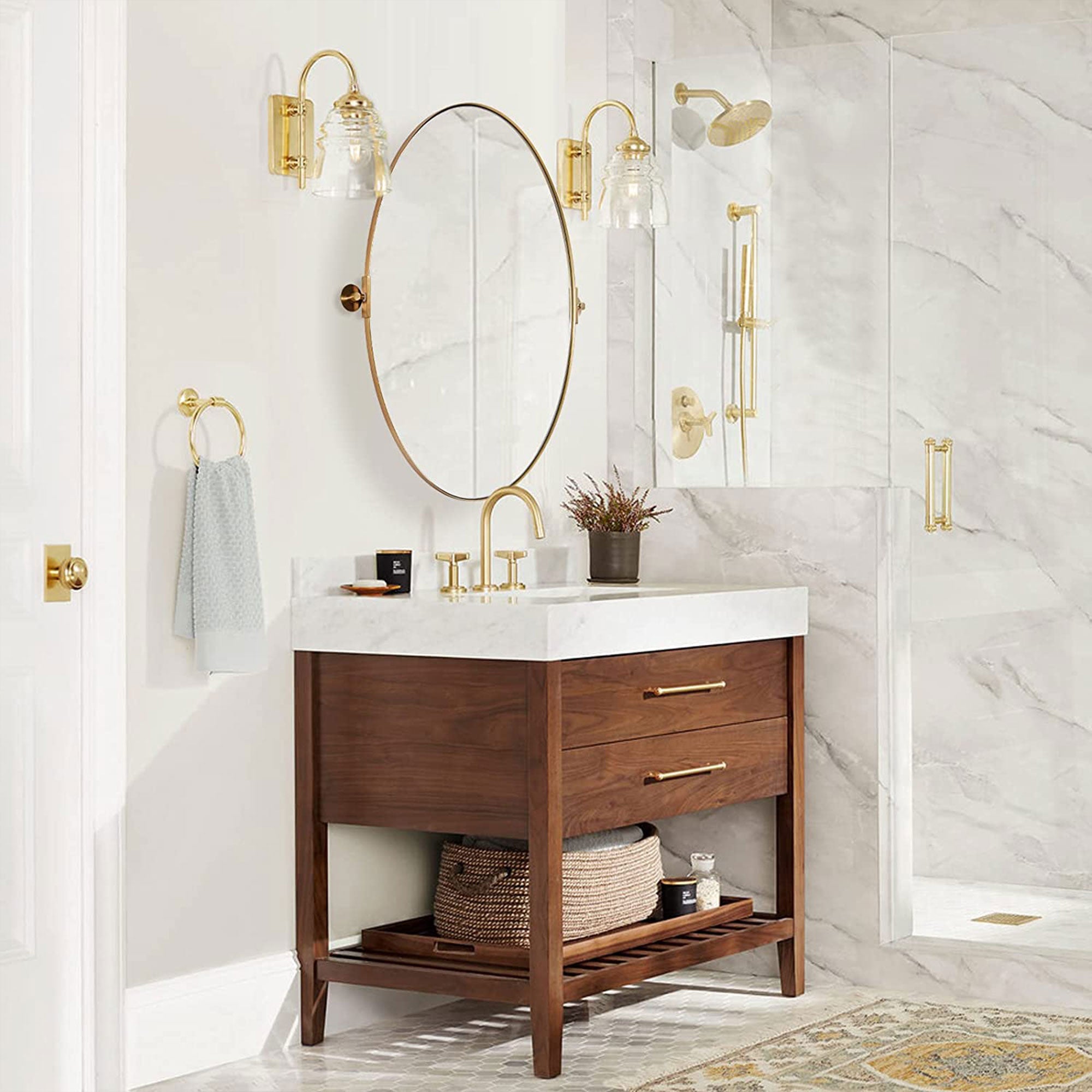 ANDY STAR 25 x 38 Oval Pivoting Adjustable Vanity Mirror w/Steel Frame(Open Box) - VMInnovations