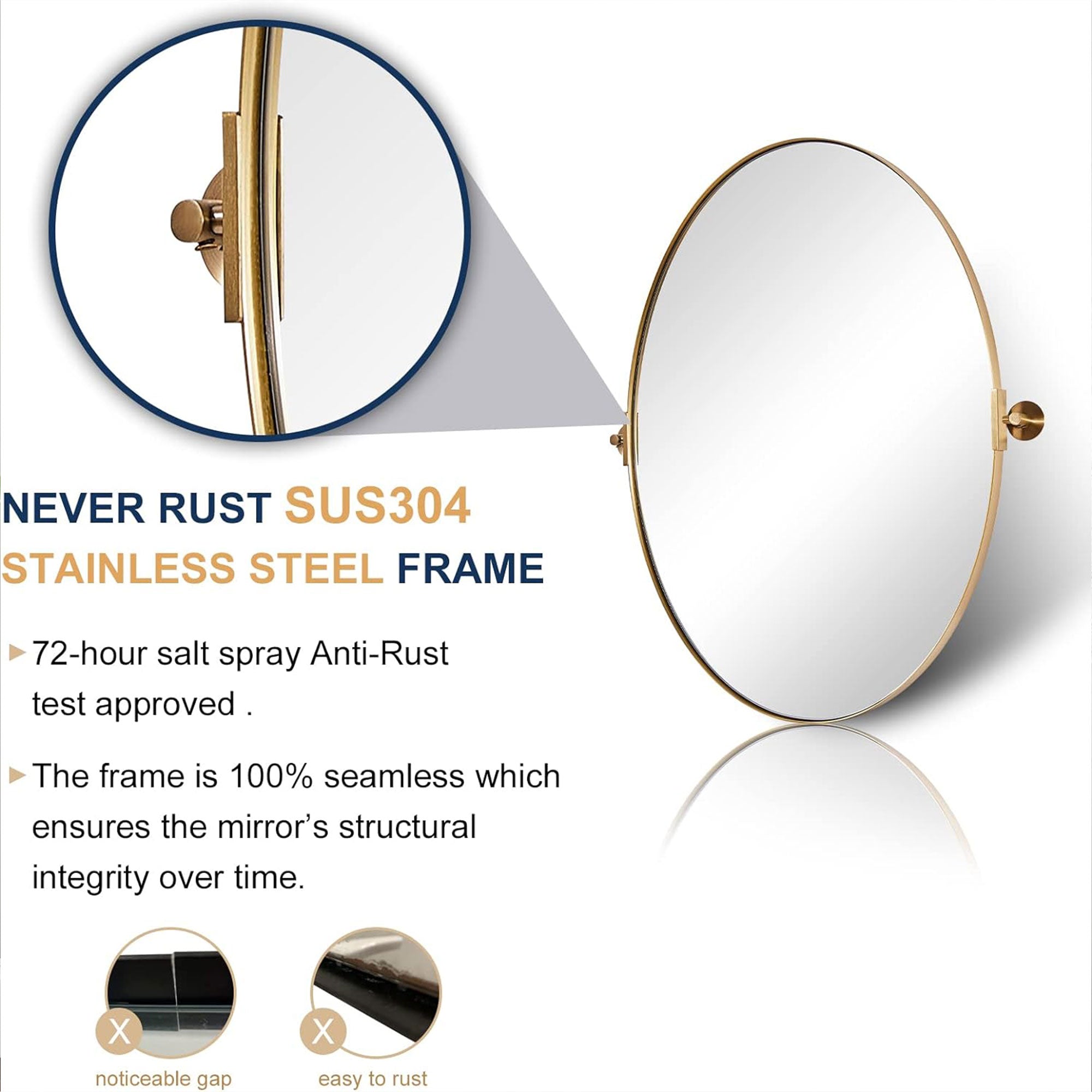 ANDY STAR 20" x 30" Oval Shaped Tilting Modern Vanity Mirror, Brushed Gold(Used) - VMInnovations
