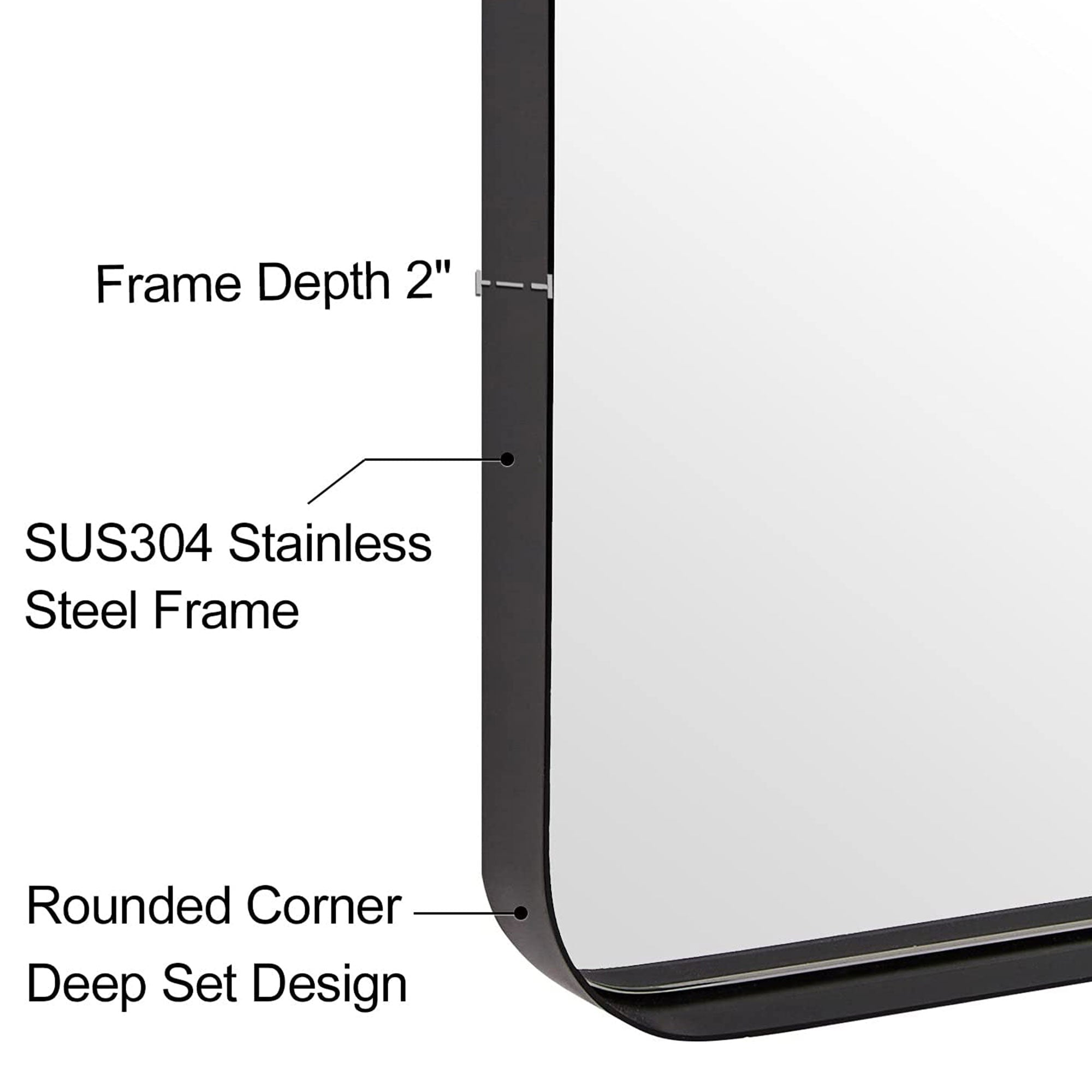 ANDY STAR 22 x 35 x 2 Inch Wall Mounted Arched Vanity Mirror, Black (Open Box) - VMInnovations