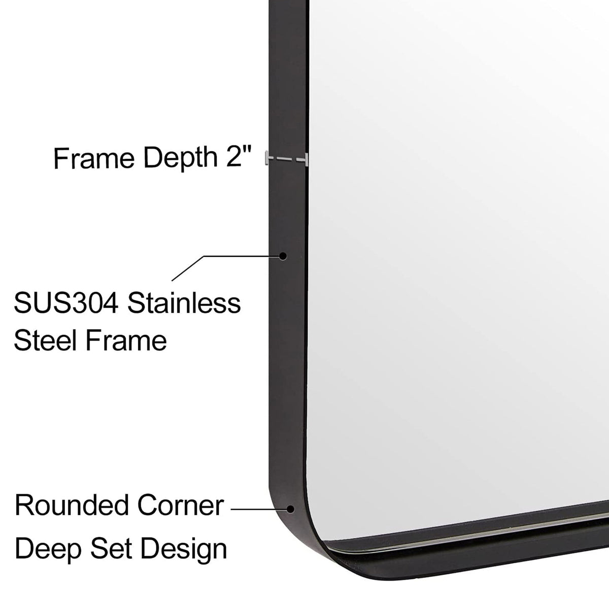 22 x 35 x 2 Inch Wall Mounted Metal Frame Arched Vanity Mirror, Black (Used) - VMInnovations