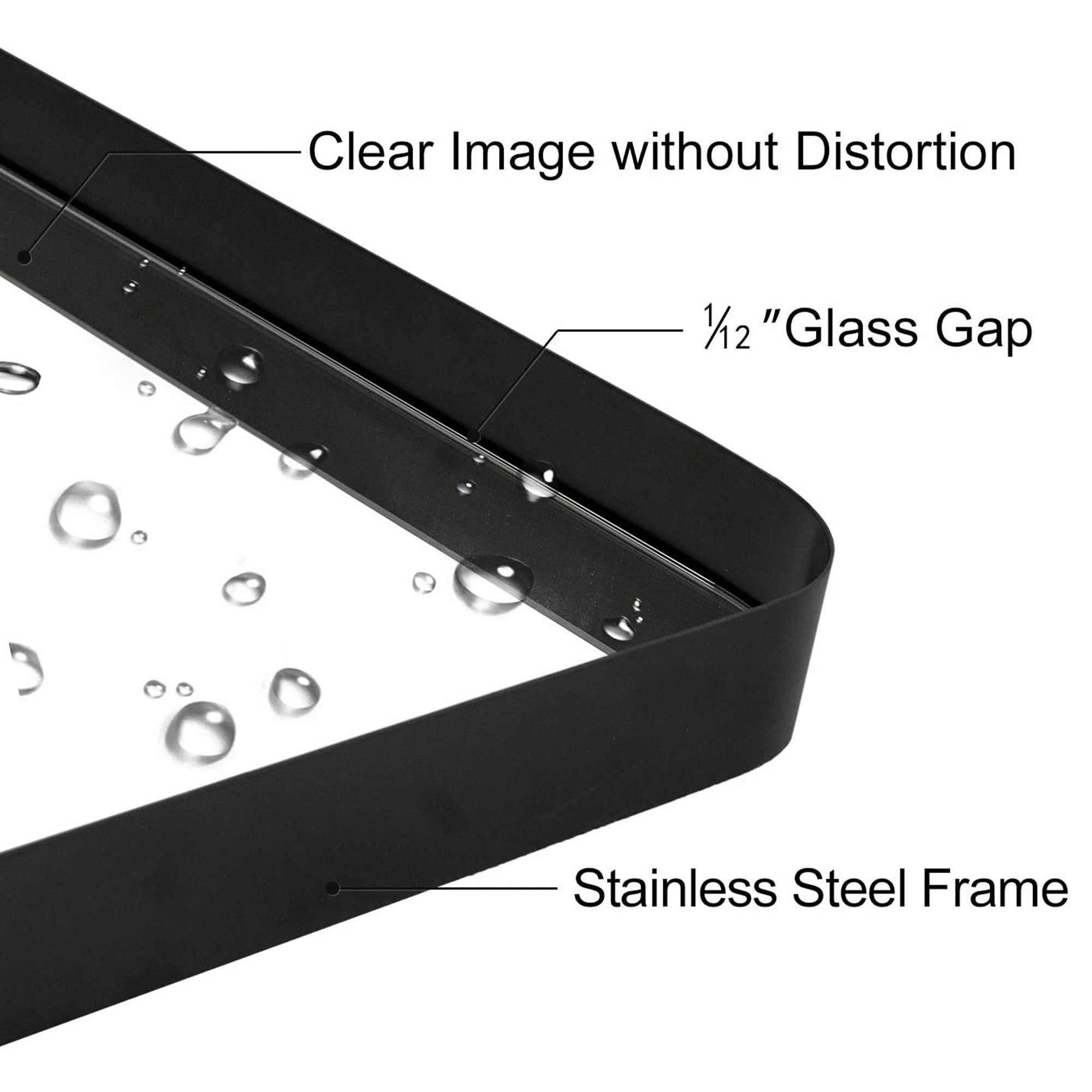 ANDY STAR 22 x 35 x 2 Inch Wall Mounted Arched Vanity Mirror, Black (Open Box) - VMInnovations