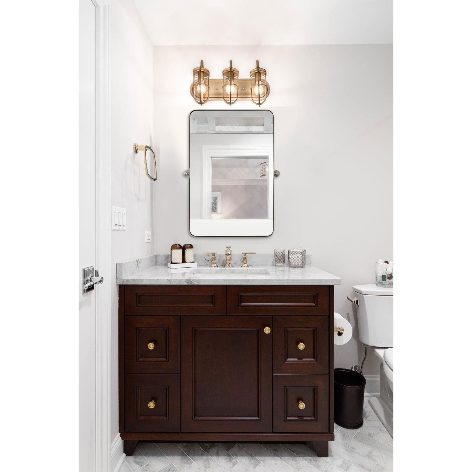 ANDY STAR 20 x 30 In Rectangular Tilting Modern Vanity Mirror, Nickel (Open Box) - VMInnovations