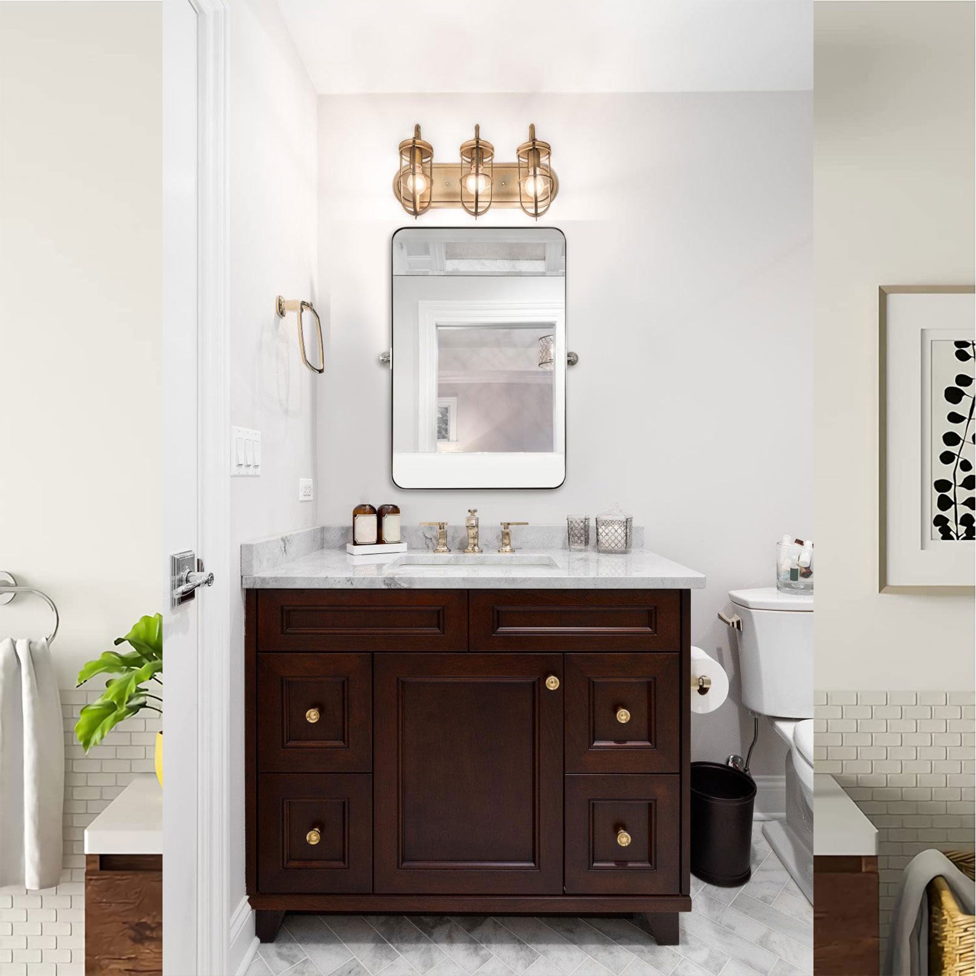 ANDY STAR 22 x 34 Inch Tilting Modern Vanity Mirror, Brushed Nickel (Used) - VMInnovations