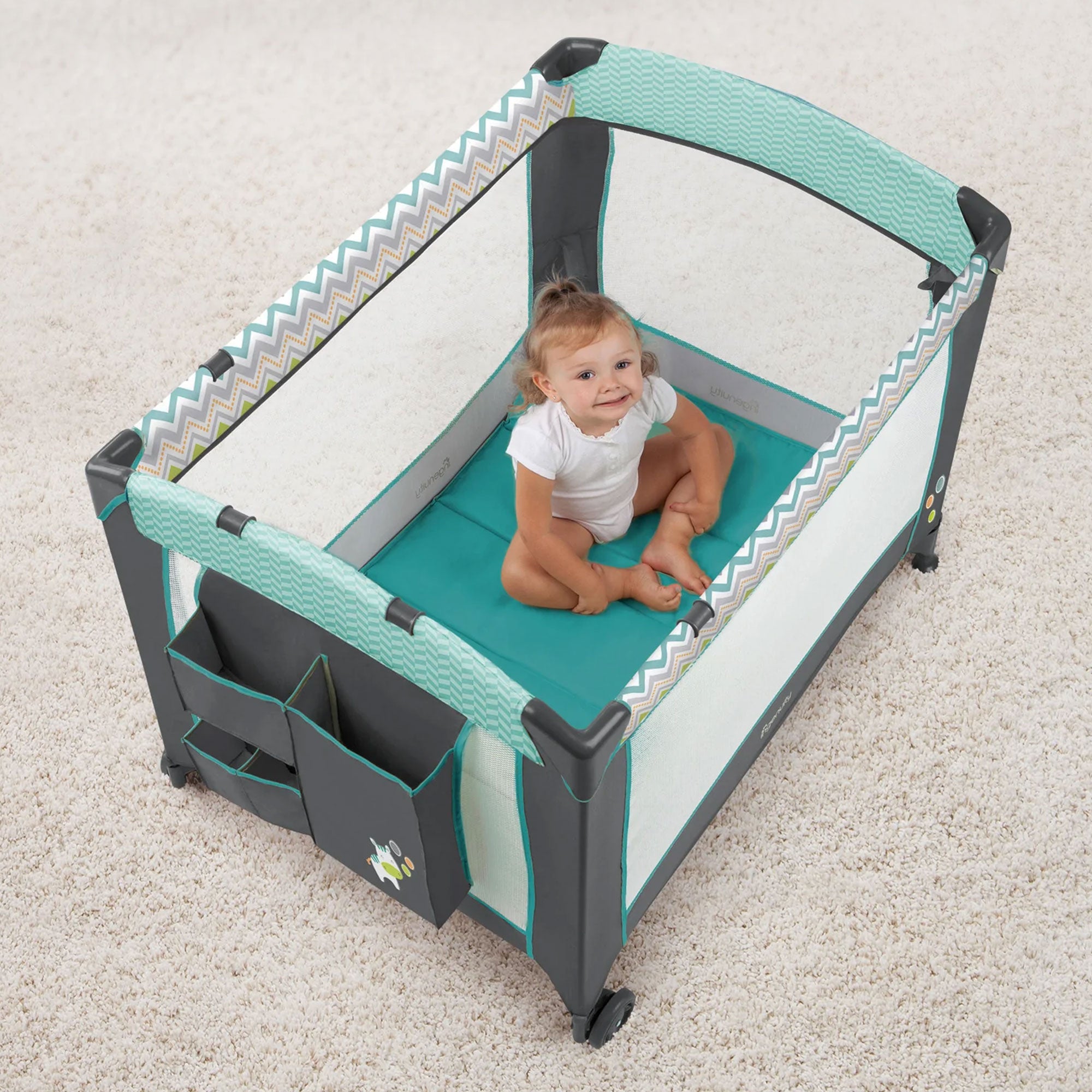 Ingenuity Smart and Simple Playard for Babies & Toddlers, Black & Teal Ridgedale - VMInnovations