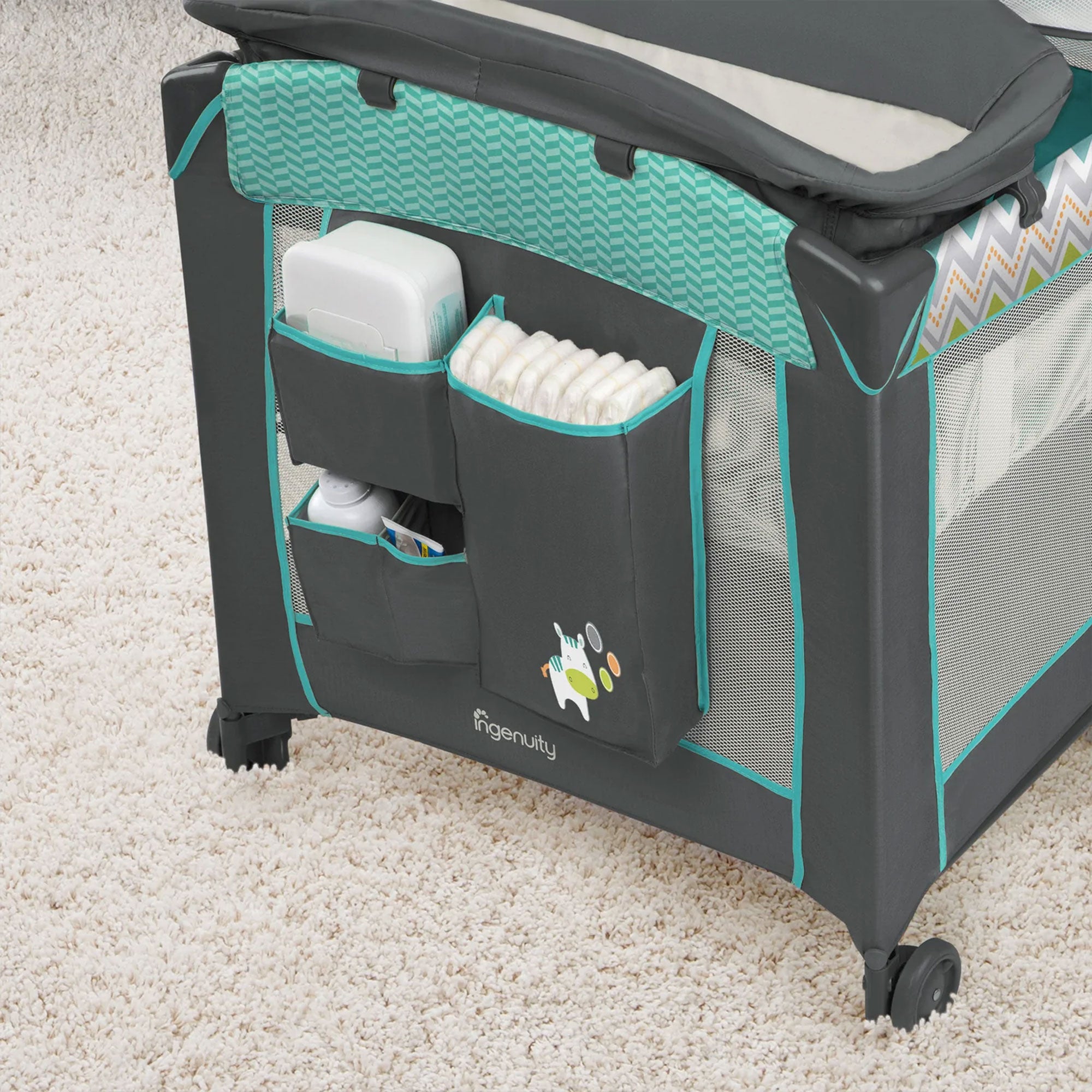 Ingenuity Smart and Simple Playard for Babies & Toddlers, Black & Teal Ridgedale - VMInnovations