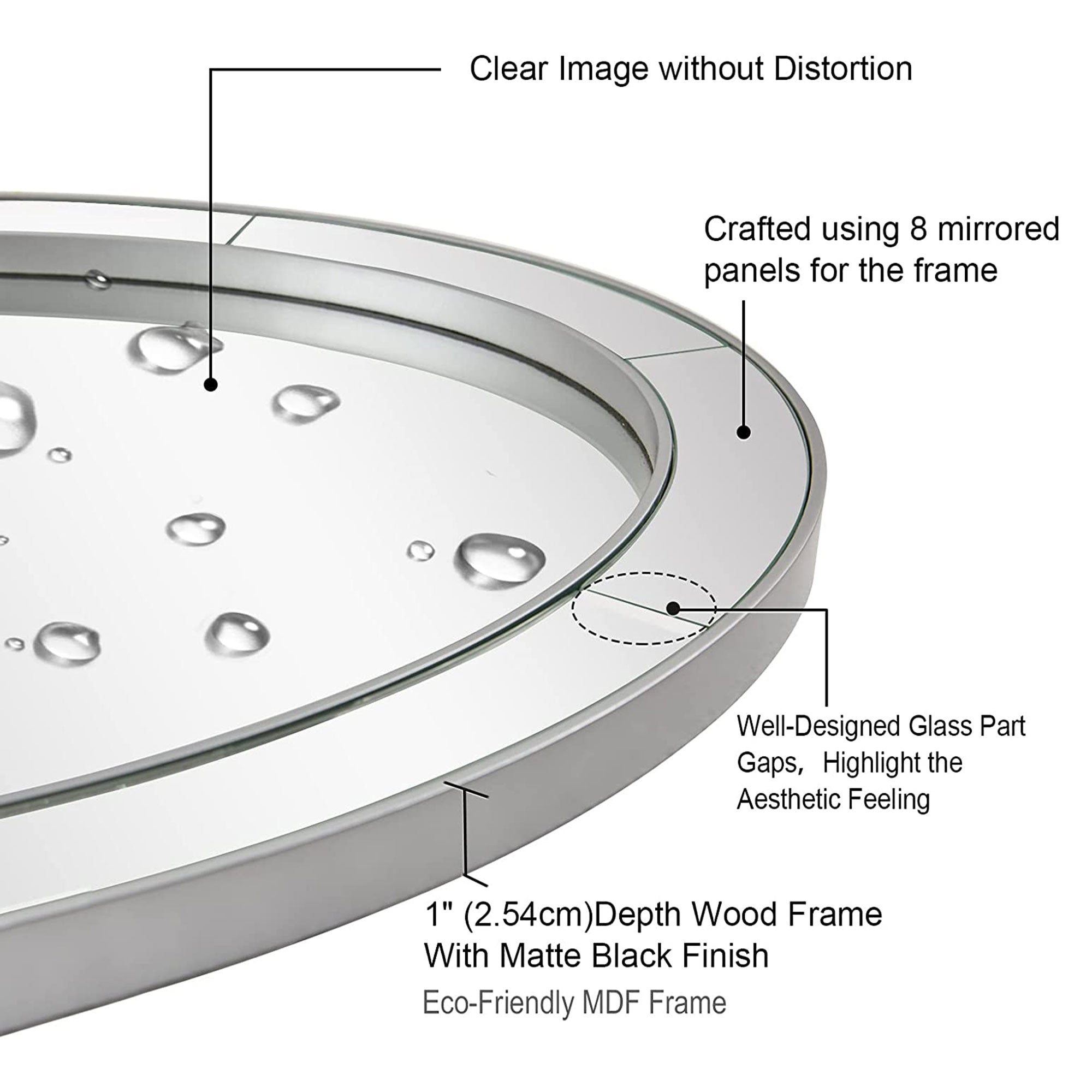 ANDY STAR Modern 20 x 28 Oval Glass Surrounded Bathroom Mirror (Open Box) - VMInnovations