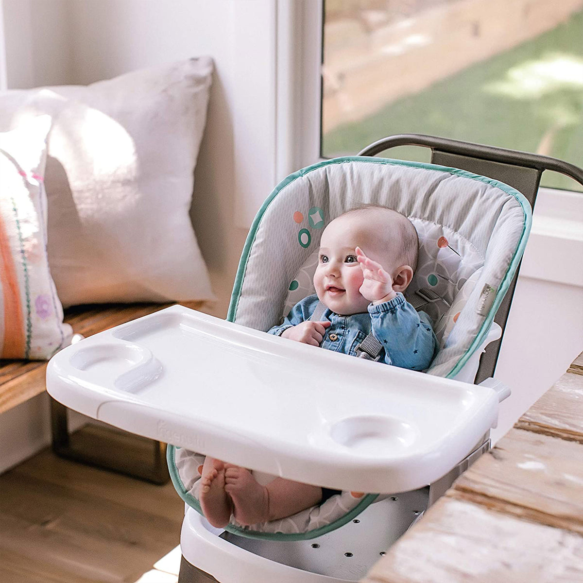 Ingenuity Portable SmartClean ChairMate High Chair for 6 Month Old, Peacock Blue - VMInnovations