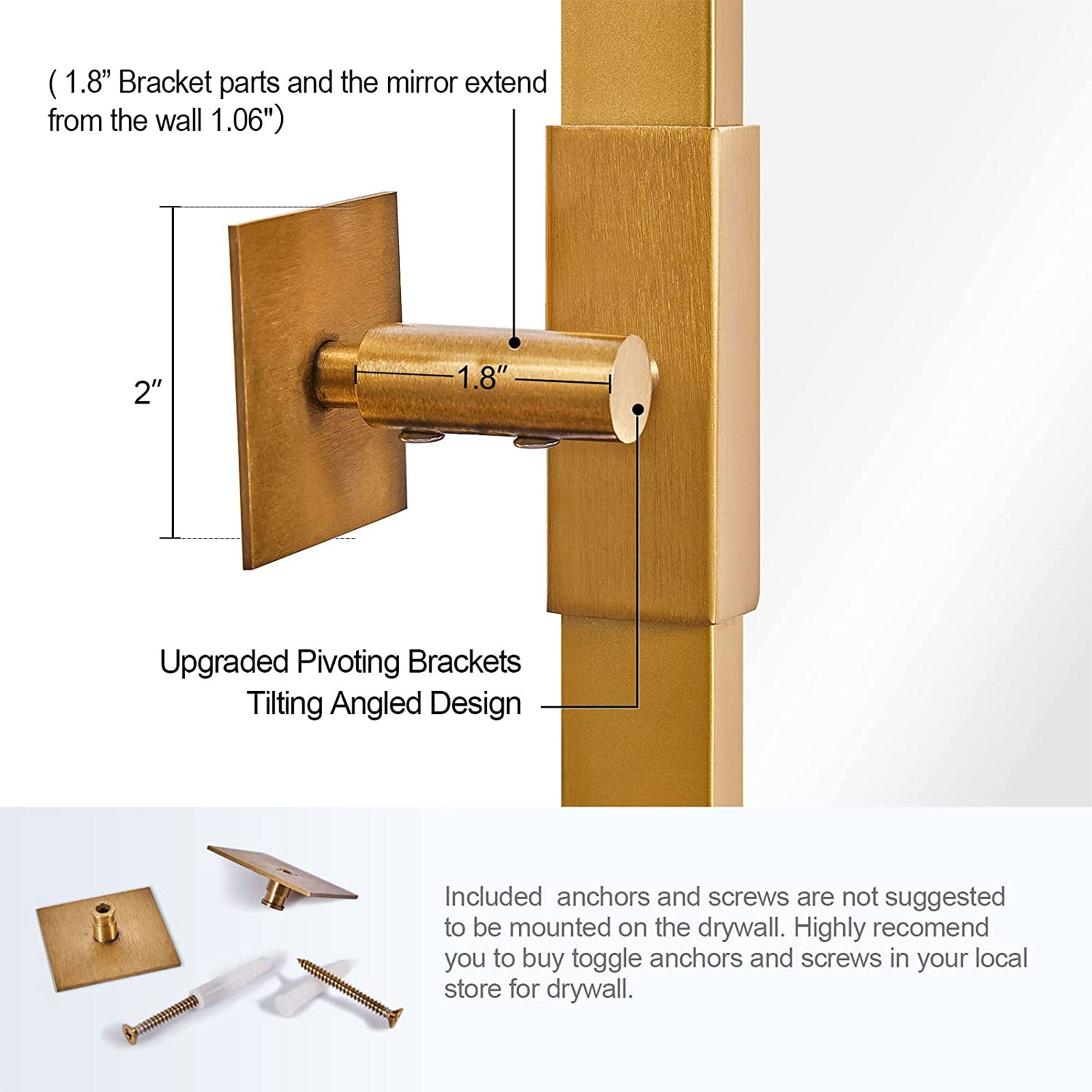 Moon Mirror 24"x36" Pivoted Rectangular Wall Mounted Vanity Mirror, Gold (Used) - VMInnovations