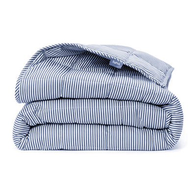 Luna Adult Cotton Weighted Blanket, 80x60In, 15lbs, Blue & White Striped, Queen