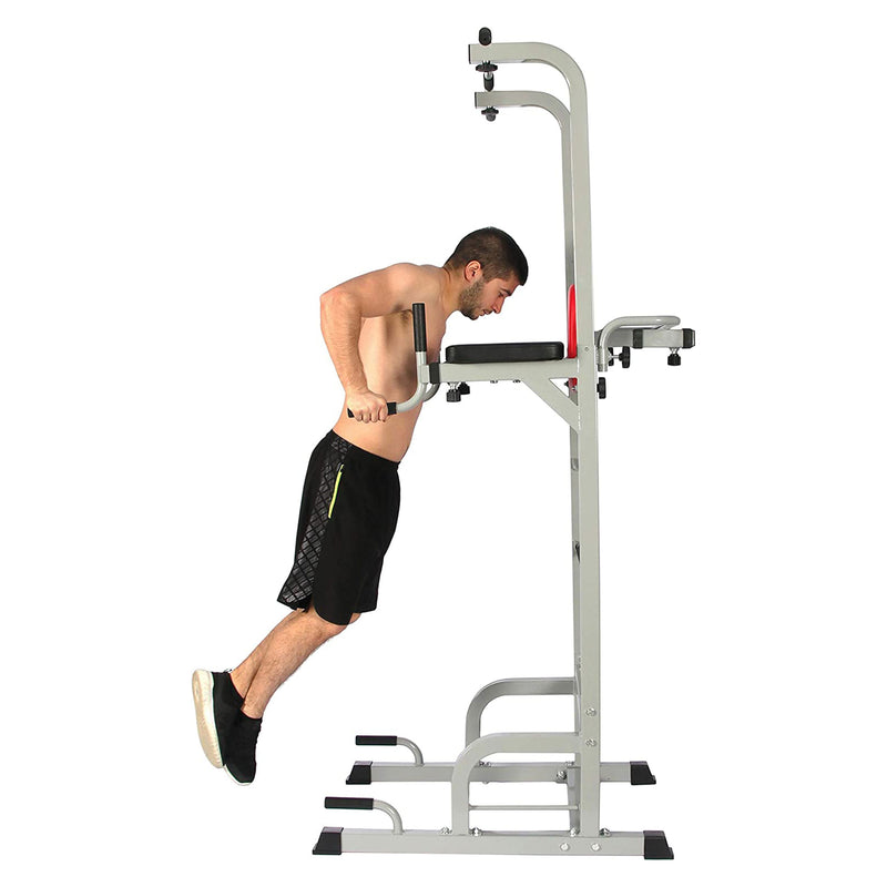 Everyday Essentials Power Tower with Push-Up, Pull-Up, and Workout Dip Station