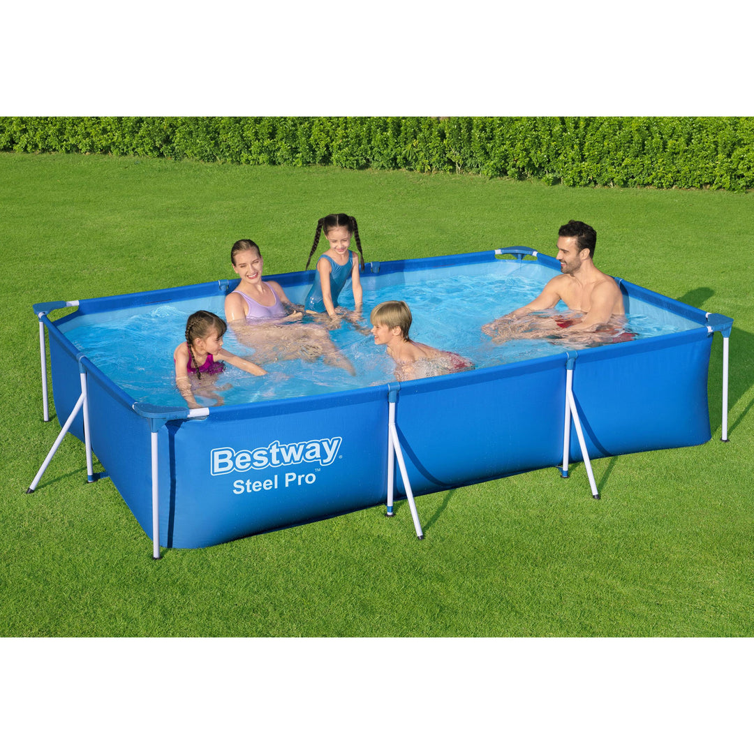 Bestway Steel Pro 118"x79"x26" Rectangular Above Ground Outdoor Swimming Pool - VMInnovations