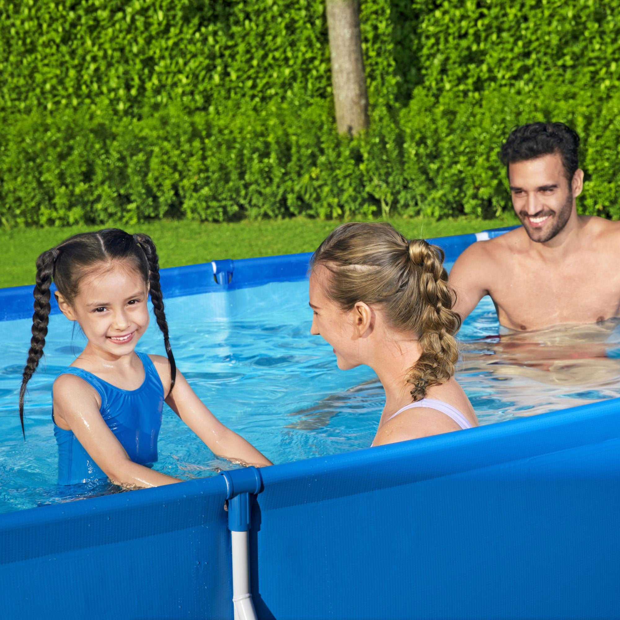 Bestway Steel Pro 118"x79"x26" Rectangular Above Ground Outdoor Swimming Pool - VMInnovations