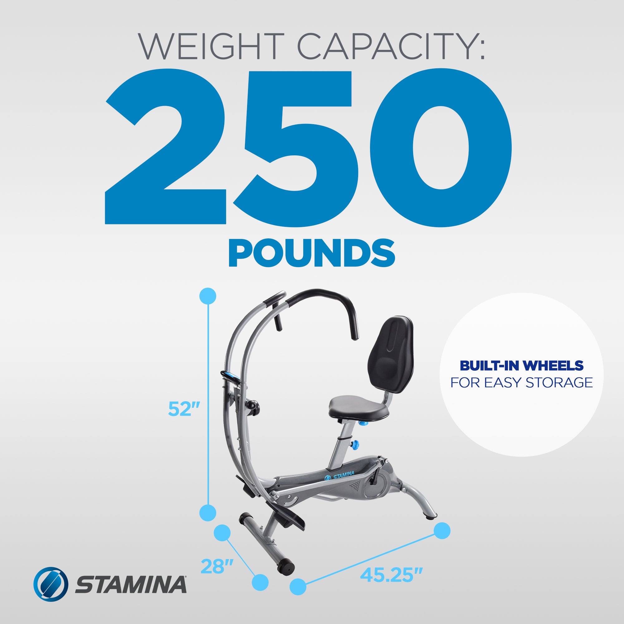 Stamina Easy Step Smart Recumbent Stepper Exercise Machine with Arm Exerciser