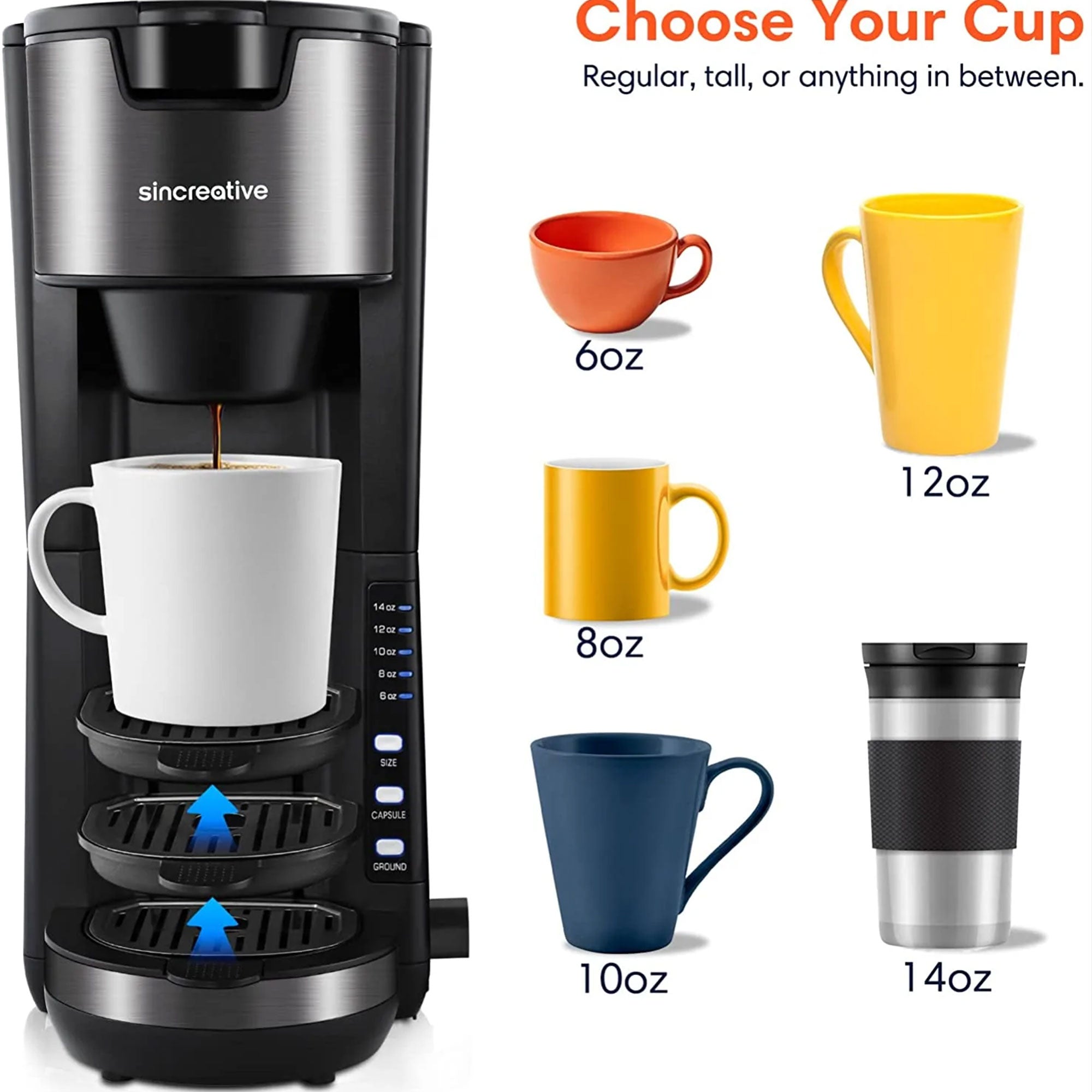 Sincreative Single Coffee Maker Cappuccino Machine w/ Milk Frother (Open Box) - VMInnovations