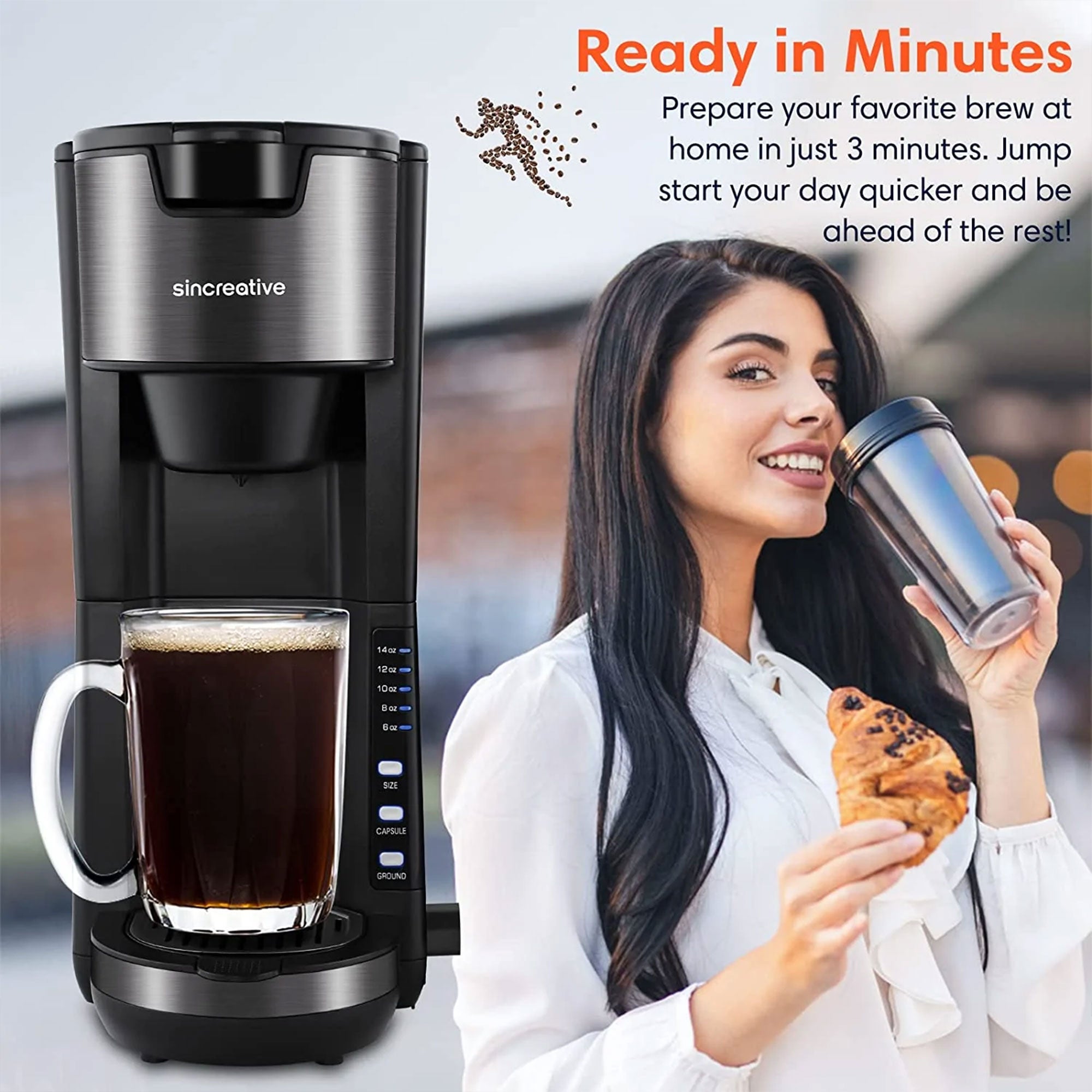 Sincreative Single Serve Coffee Maker Cappuccino Machine w/ Milk Frother (Used) - VMInnovations