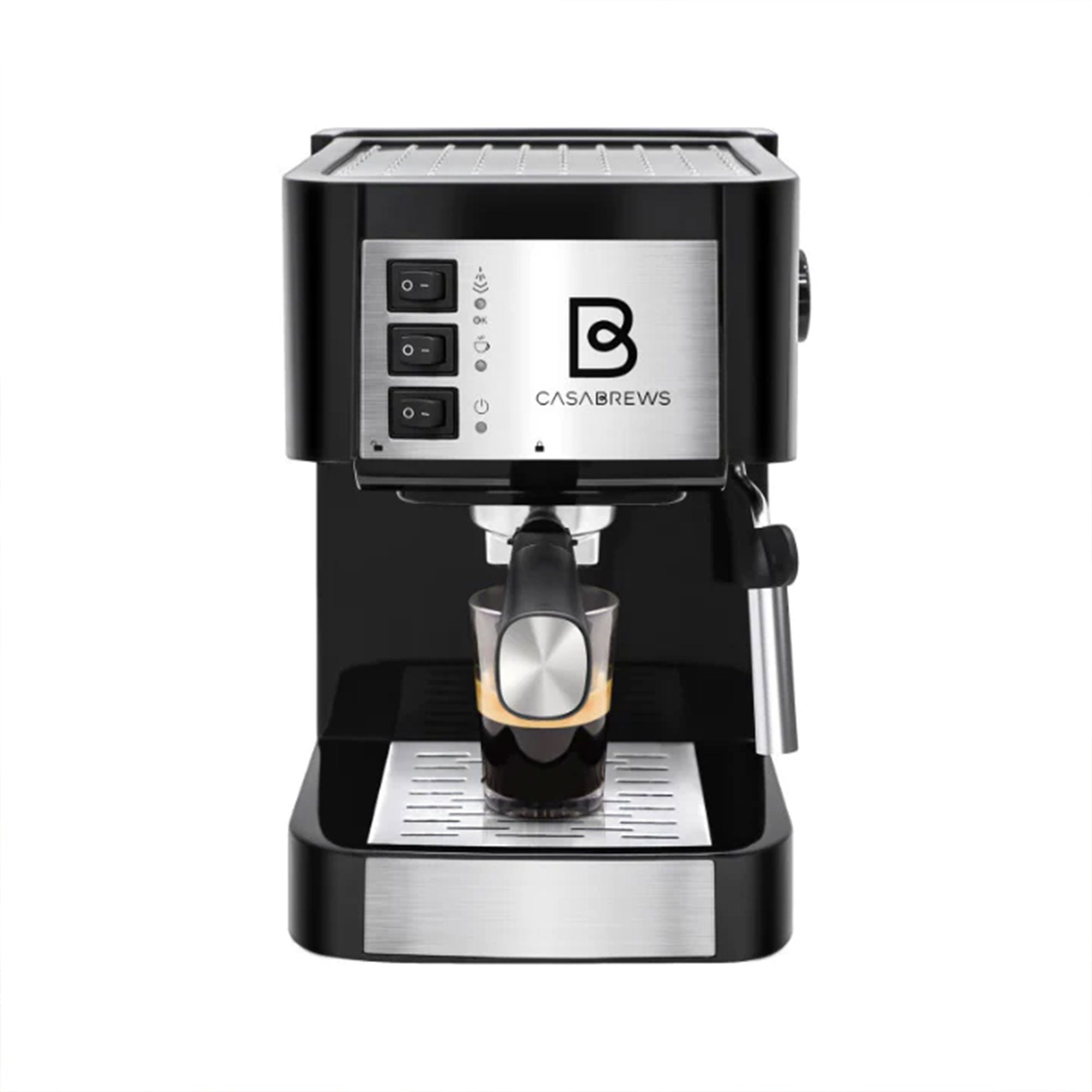 Casabrews Compact Espresso Coffee Machine w/Milk Frother, Black/Silver(Open Box)