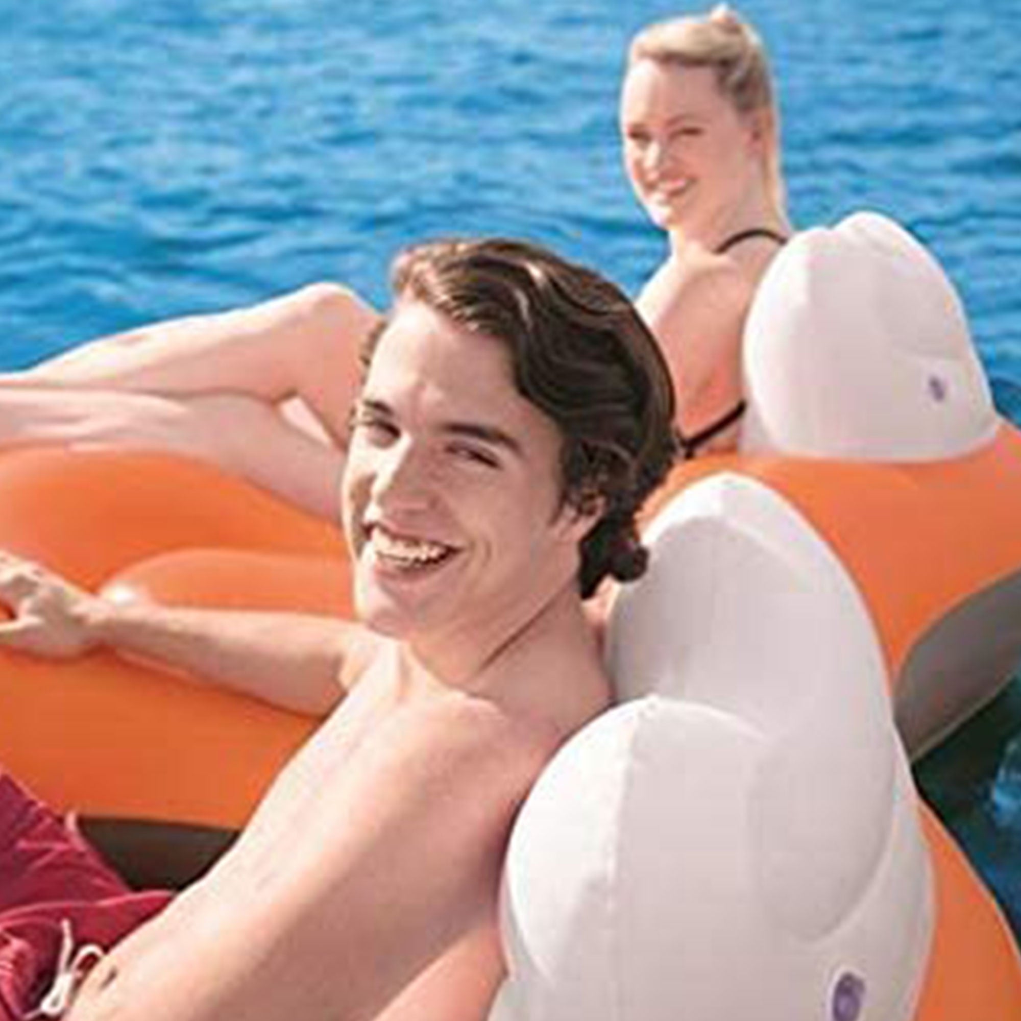 Bestway CoolerZ Rapid Rider 95 Inch Inflatable 2 Person Pool Tube Float, Orange - VMInnovations