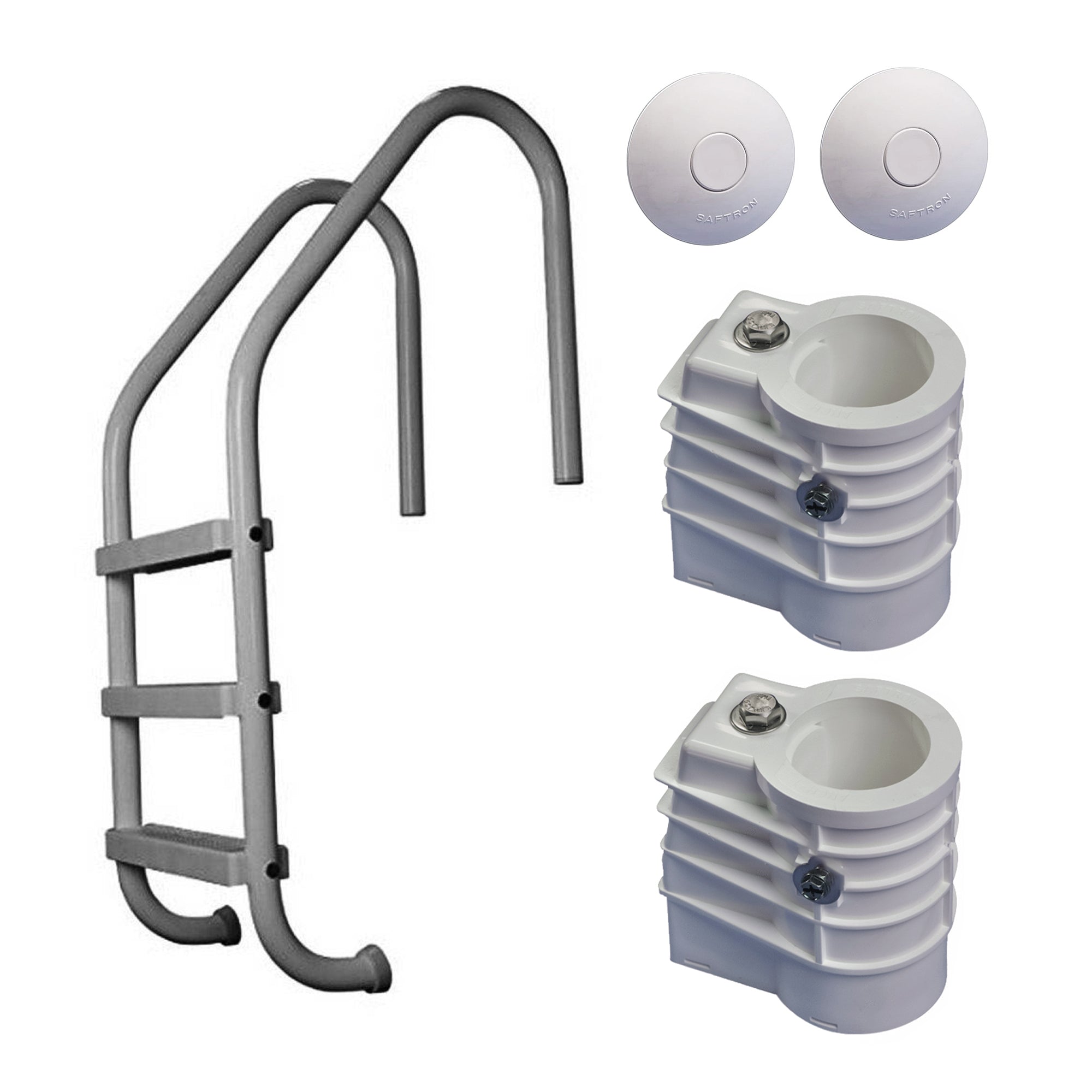 Saftron Inground Pool Ladder, Anchor Sockets & Anchor Socket Covers (2 Pack)