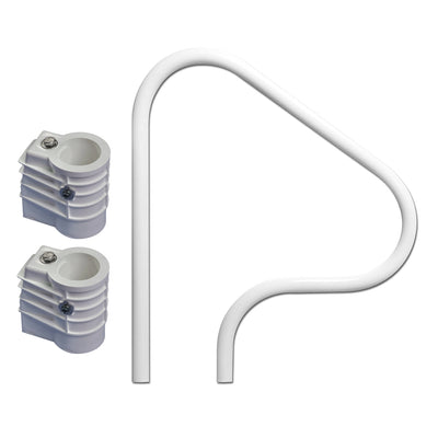 Saftron 3 Bend Pool Handrail, White & High Impact Polymer Anchor Sockets, 2 Pack