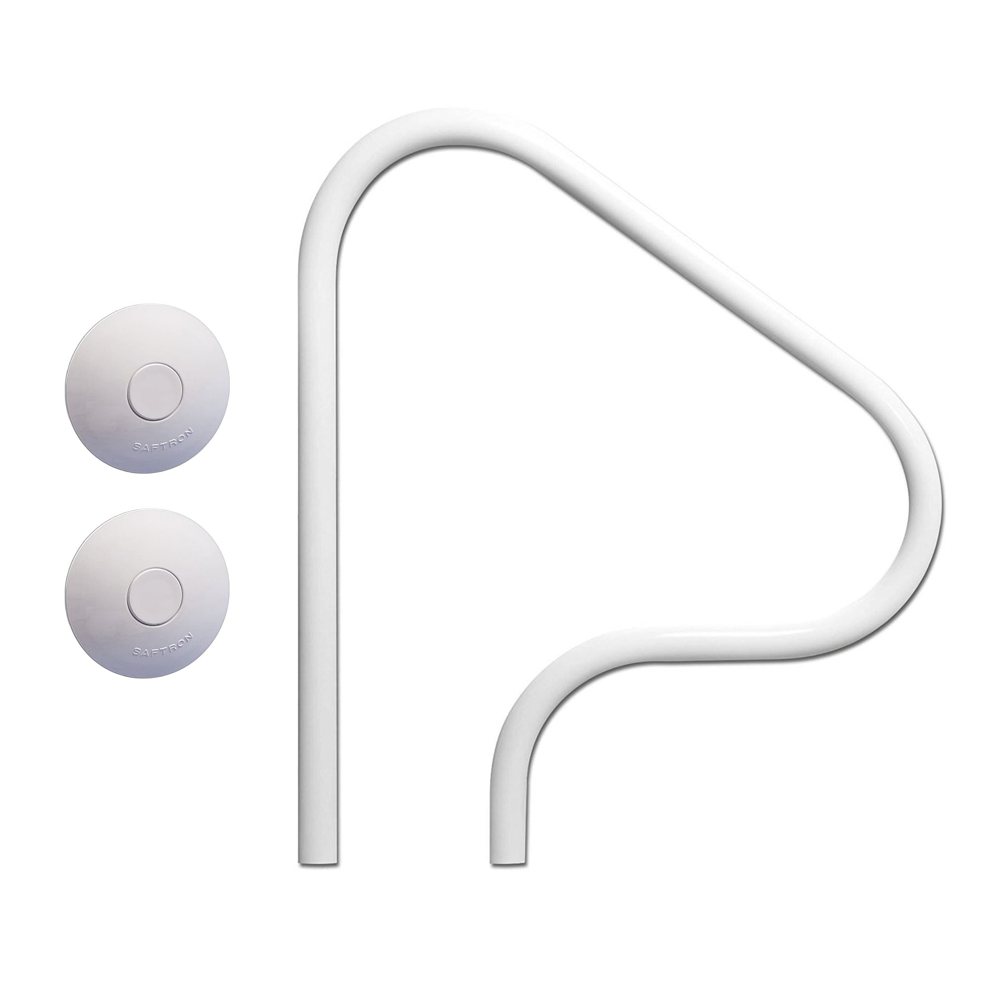 Saftron 3 Bend Pool Handrail, White & Railing Anchor Socket Cover, White, 2 Pack