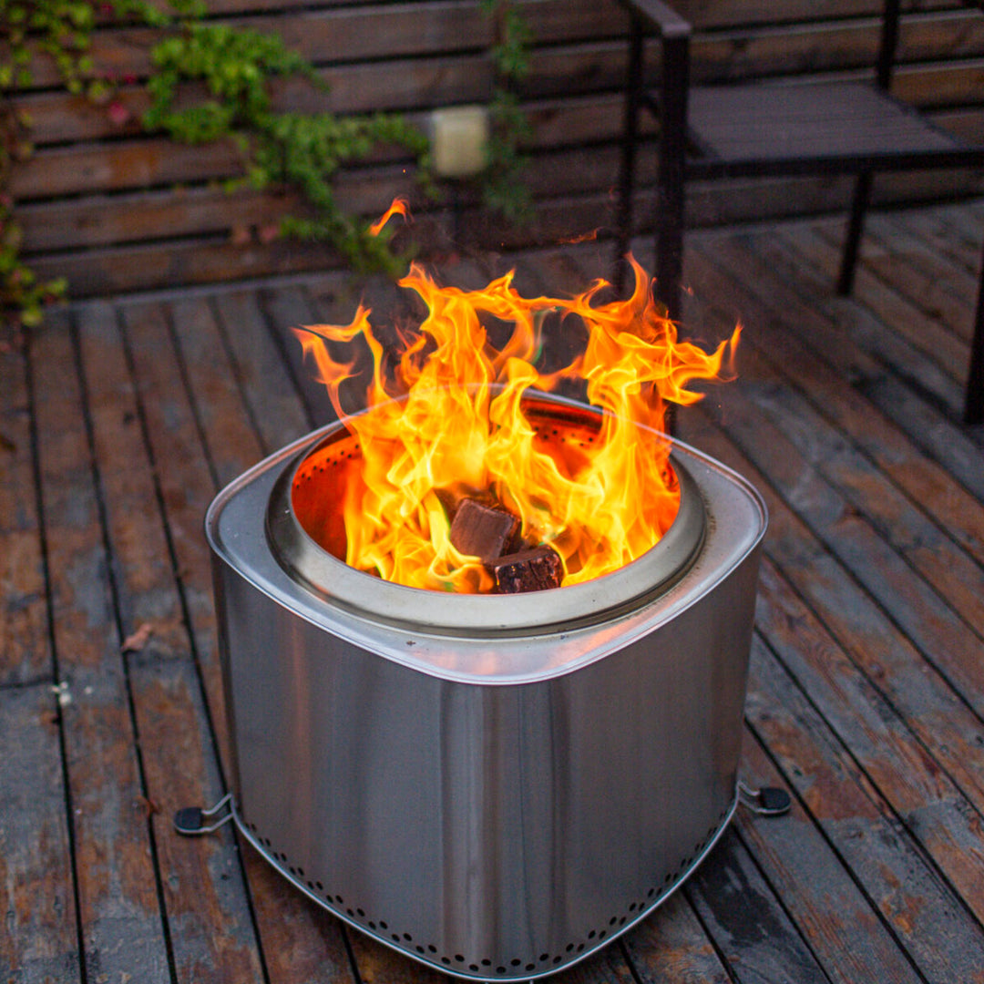 Flame Engine 19 Inch Square Smokeless Fire Pit w/Carry Bag, 304 Stainless Steel - VMInnovations