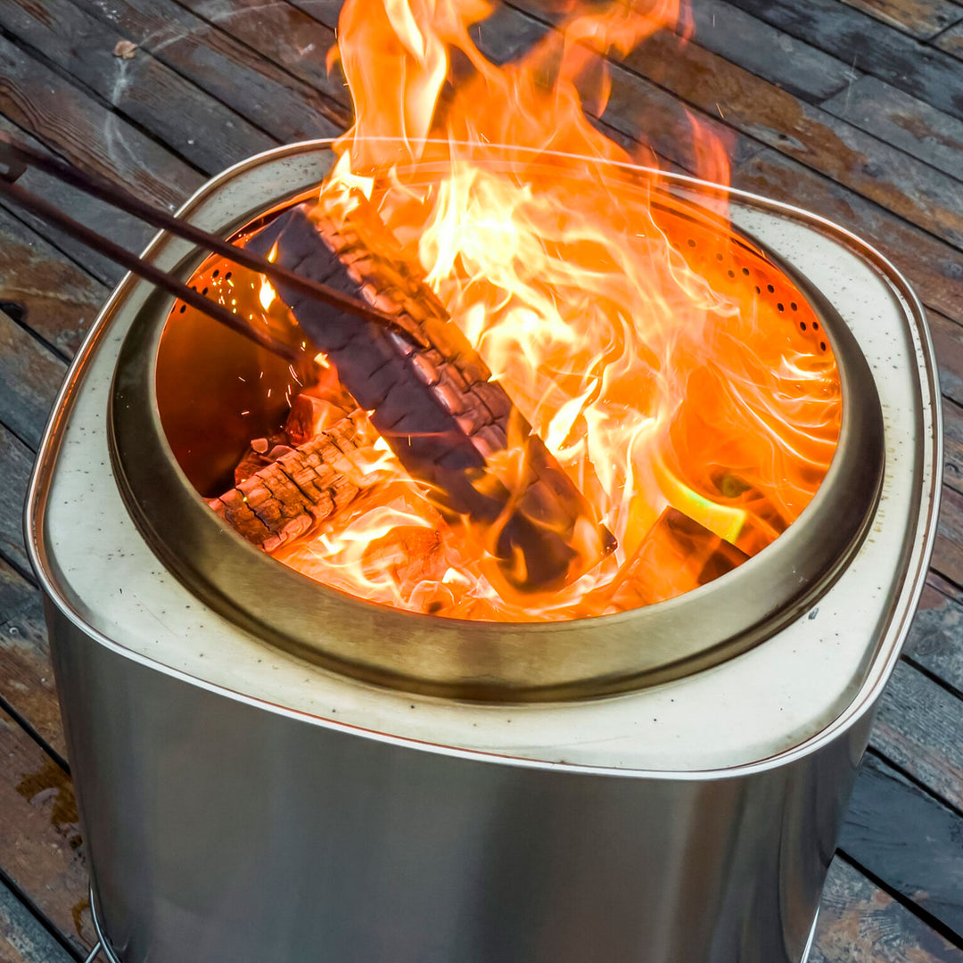 Flame Engine 19 Inch Square Smokeless Fire Pit w/Carry Bag, 304 Stainless Steel - VMInnovations