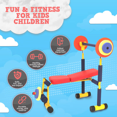 Fun & Fitness For Kids Children's Exercise Equipment Weight Lifting Bench Set