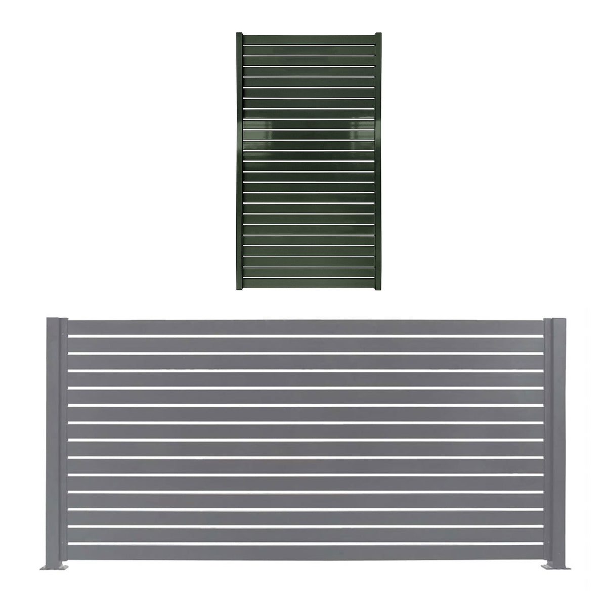 Stratco 71 x 94" and 71 x 39" Aluminum Quick Screen Slat Gate Fencing, Gray
