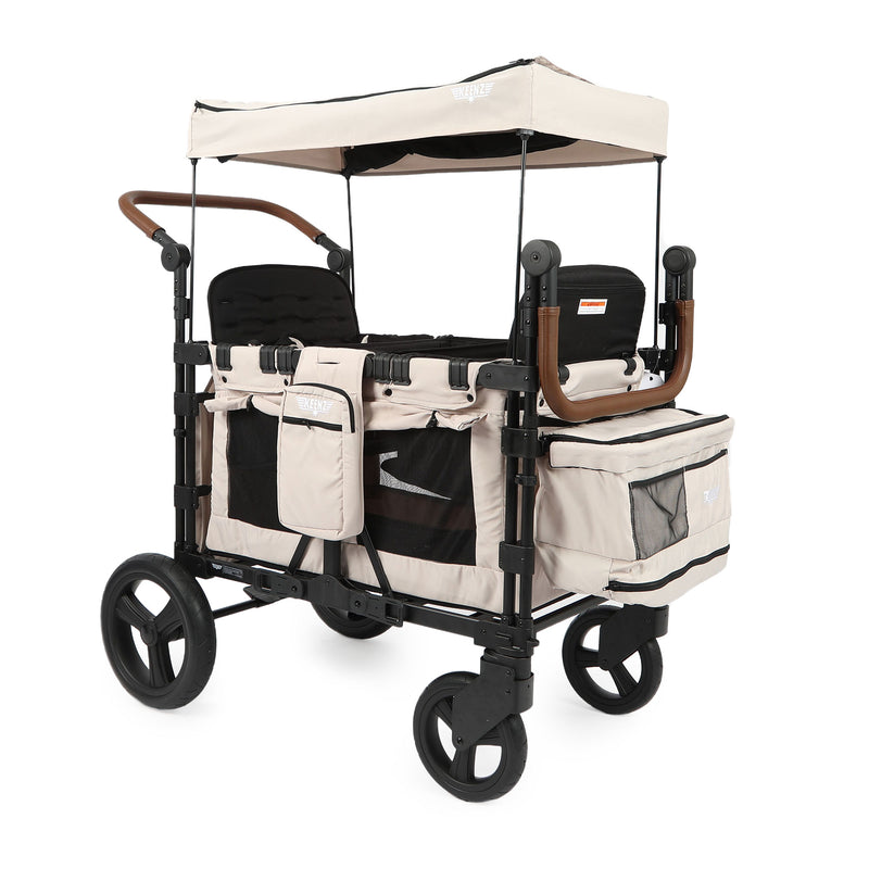 Keenz XC Luxury 2 Seat Child Stroller Wagon w/ Canopy & Mesh Sides, Cream (Used)
