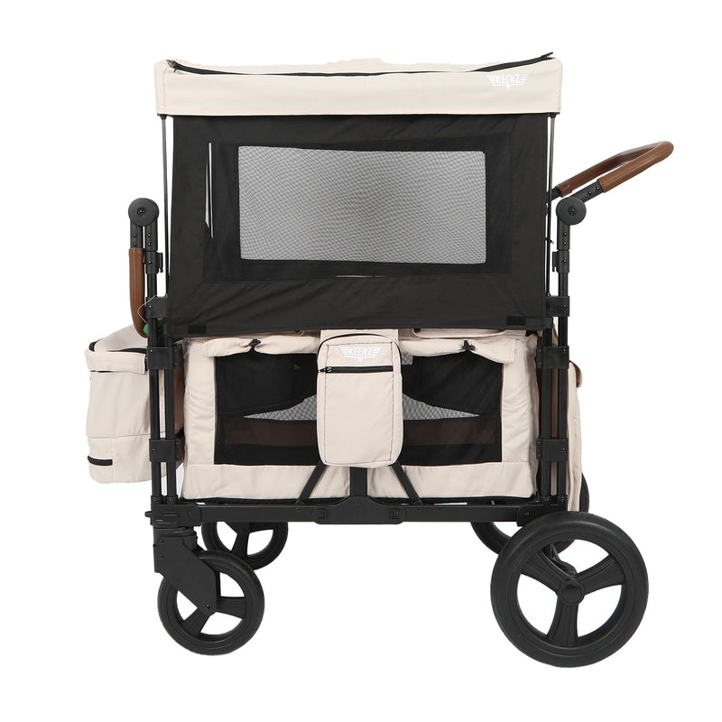Keenz XC Luxury 2 Seat Child Stroller Wagon w/ Canopy & Mesh Sides, Cream (Used)