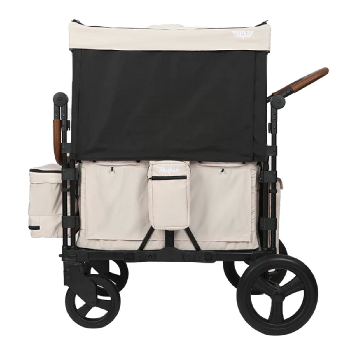 Keenz XC Plus 4 Child Luxury Stroller Wagon with Mesh Canopy and Sides, Cream