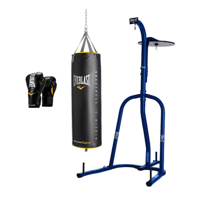 Everlast Dual Bag Stand, Nevatear 100 Lb Heavy Bag, & Pro Style Training Gloves