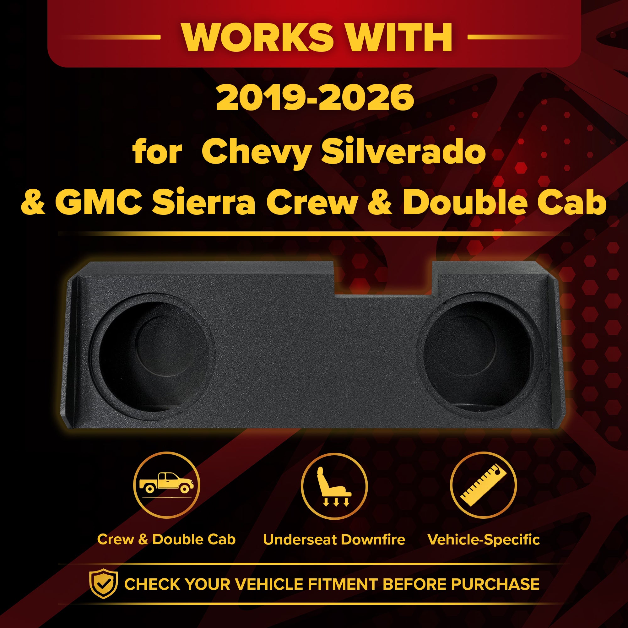 QPower 2019 Underseat Downfire 2 Hole 10" Subwoofer for GMC/Chevy 2019(Open Box) - VMInnovations