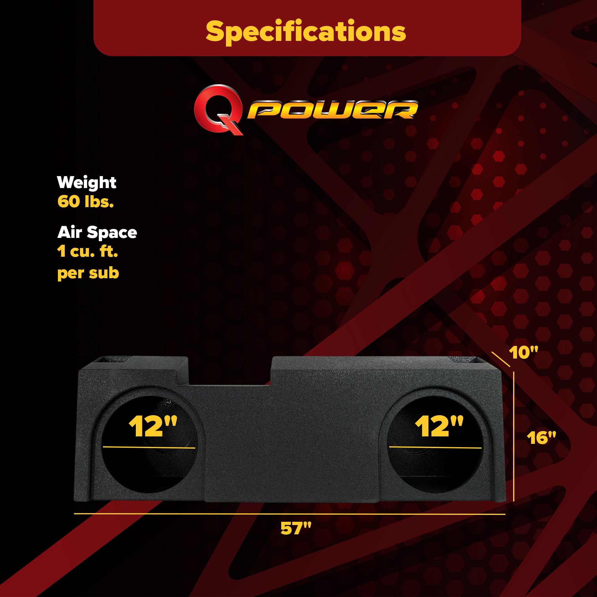 QPower Underseat Upfire 2 Hole 12" Port Subwoofer for GMC/Chevy 2019 (Used) - VMInnovations