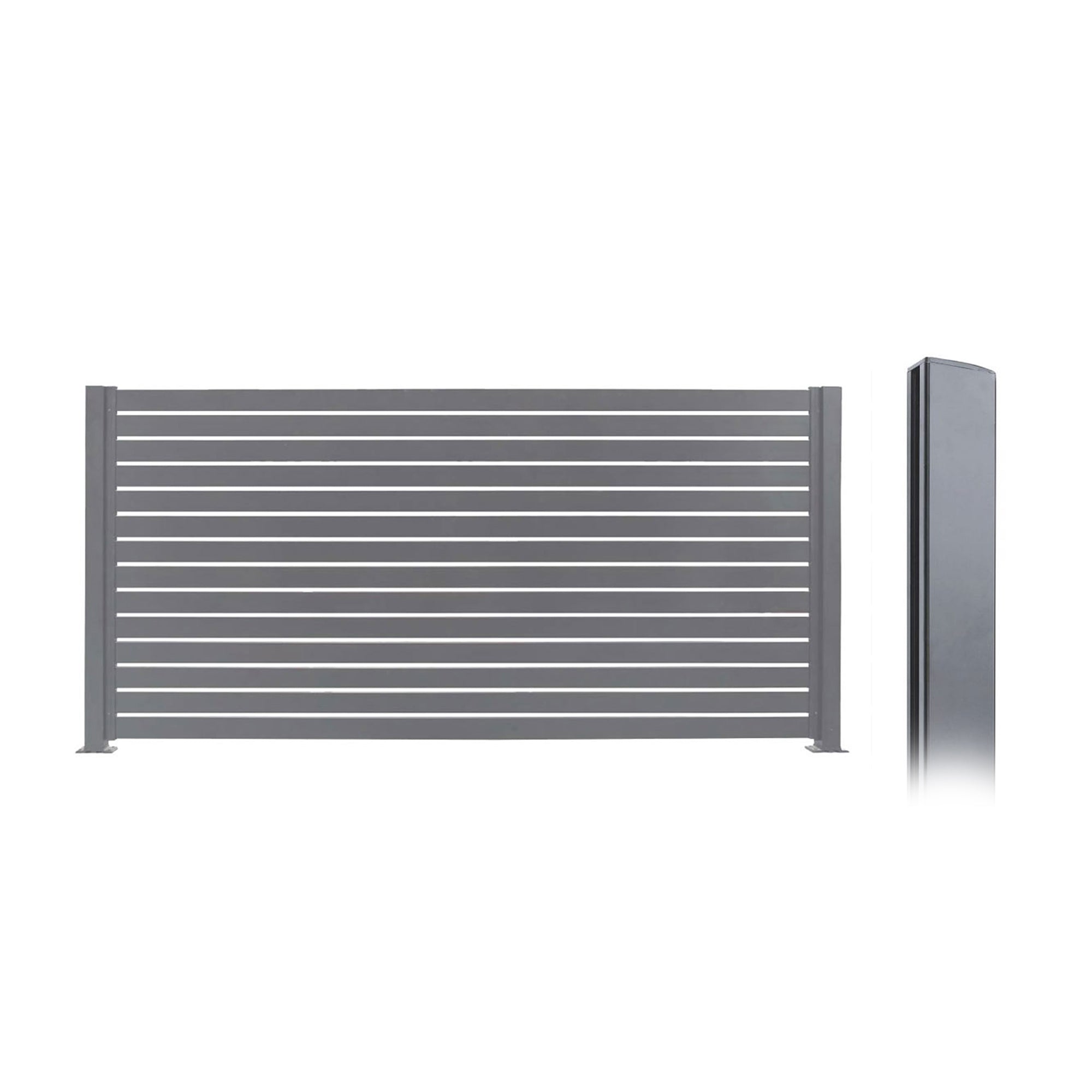 Stratco 71 x 94" Slat Gate Fencing, Gray, w/ 95" Fence Panel Post, Gray (2 Pack)