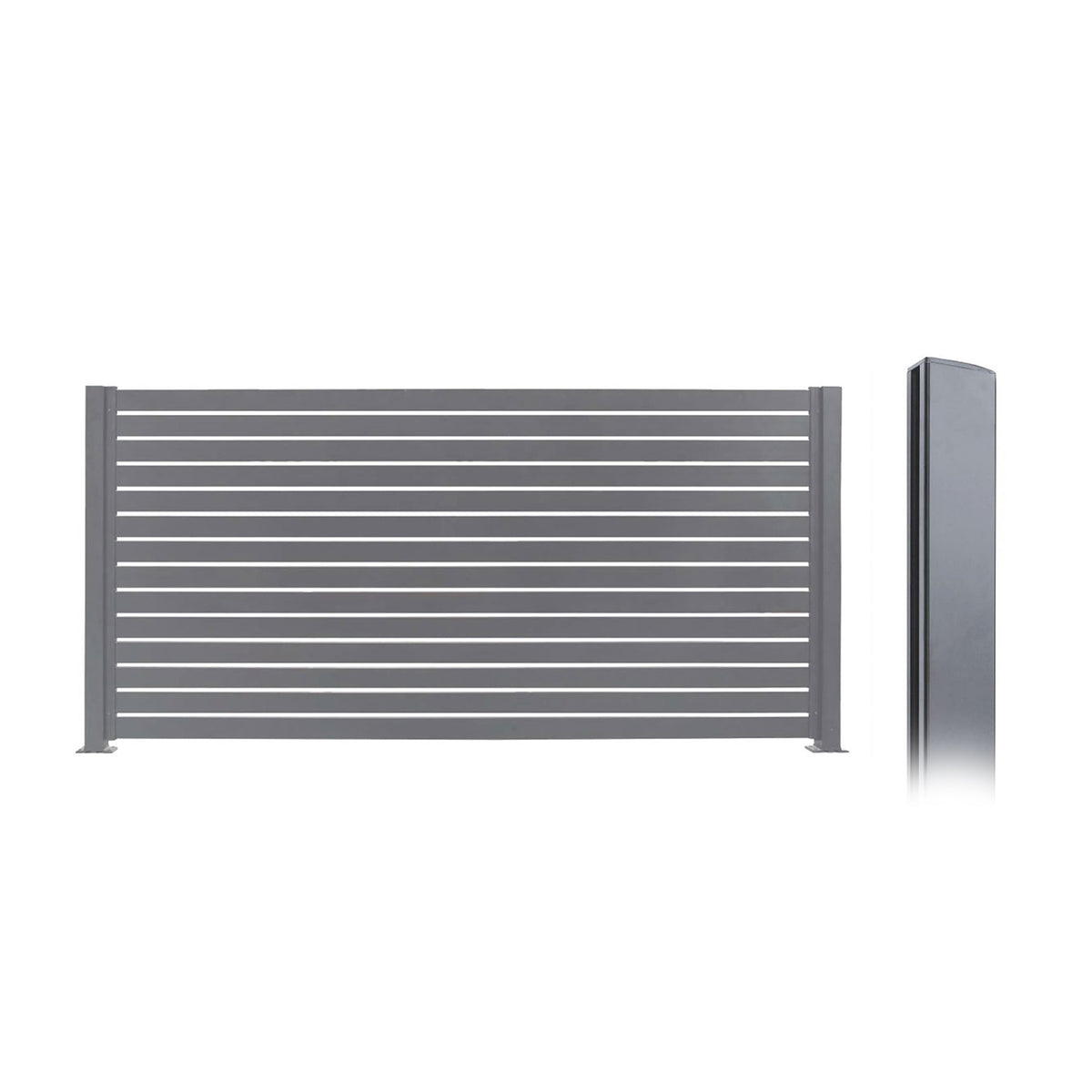Stratco 71 x 94" Slat Gate Fencing, Gray, w/ 95" Fence Panel Post, Gray (2 Pack)
