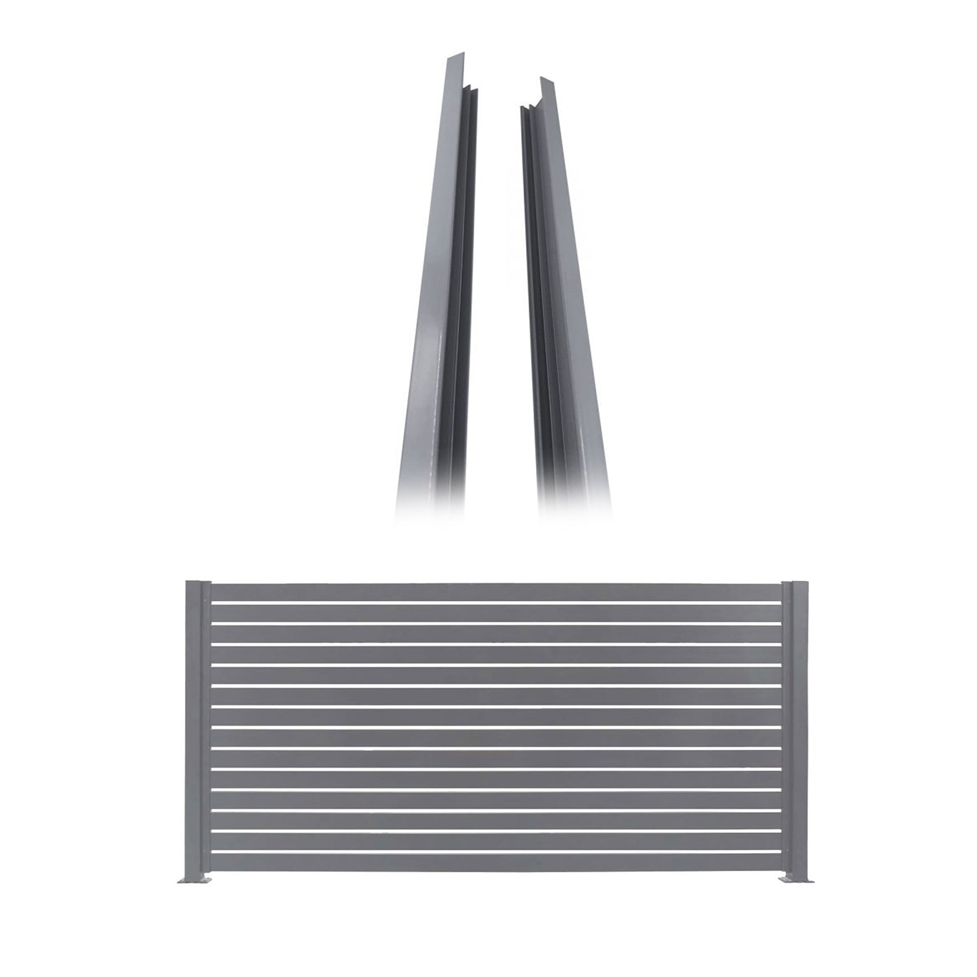 Stratco 71 x 94" Slat Gate Fencing, Gray, w/ 6 Foot Slat Fencing, Gray (2 Pack)