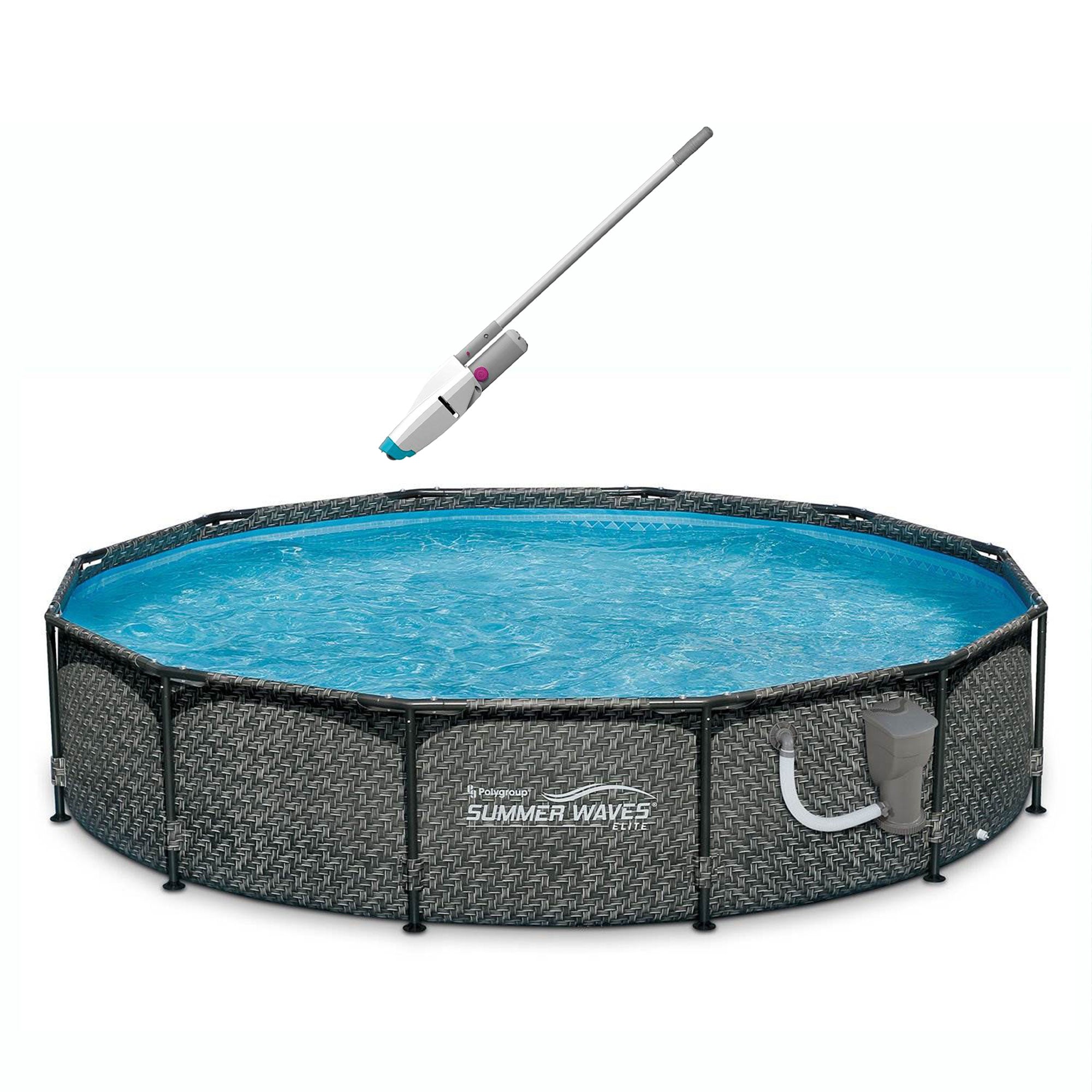 Kokido Tesla 10 Handheld Pool Vacuum and Summer Waves 12 Foot Round Pool w/ Pump
