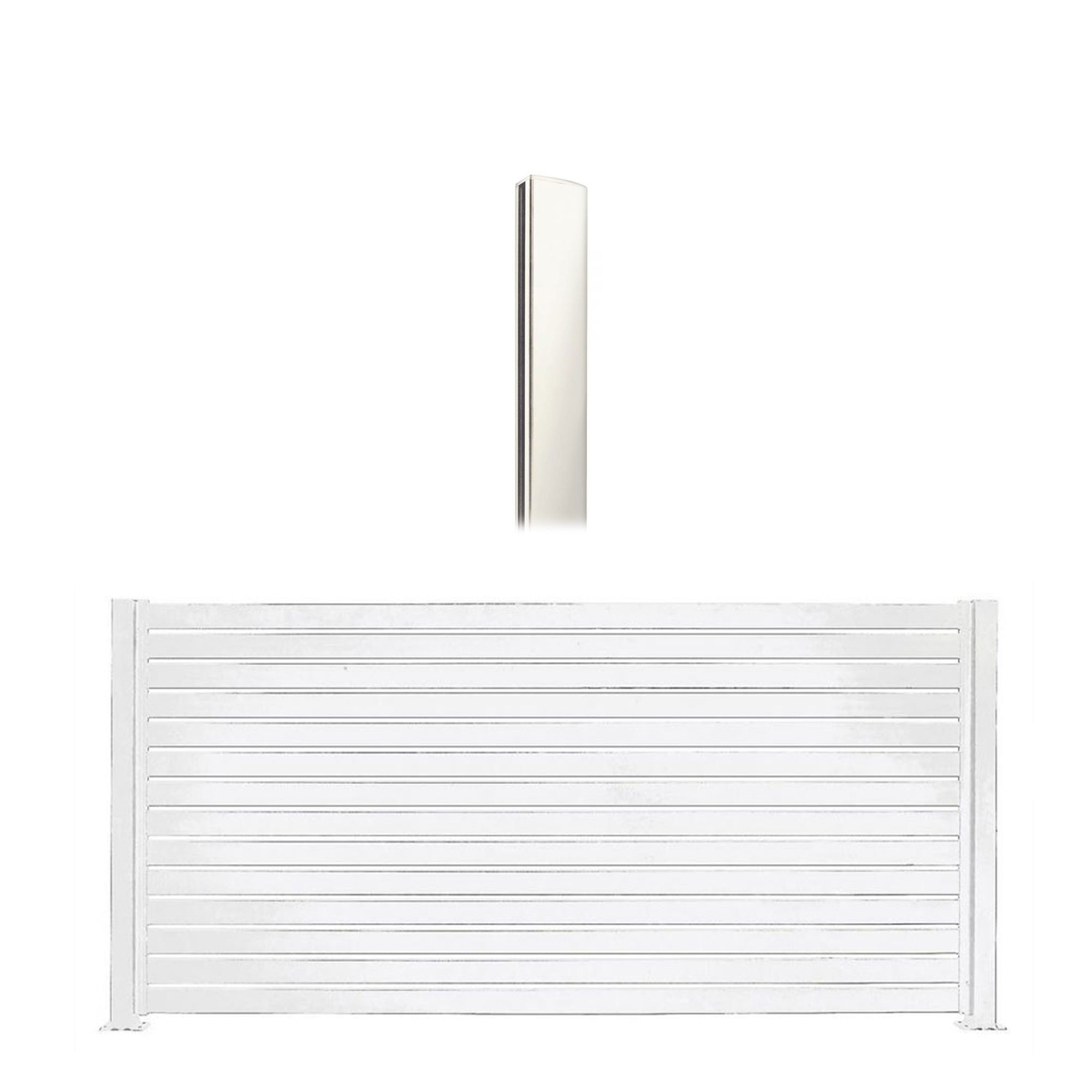 Stratco 8x6' Slat Fence System, White, & 95" 2 Way Fence Panel Post, White, 2 Pk - VMInnovations