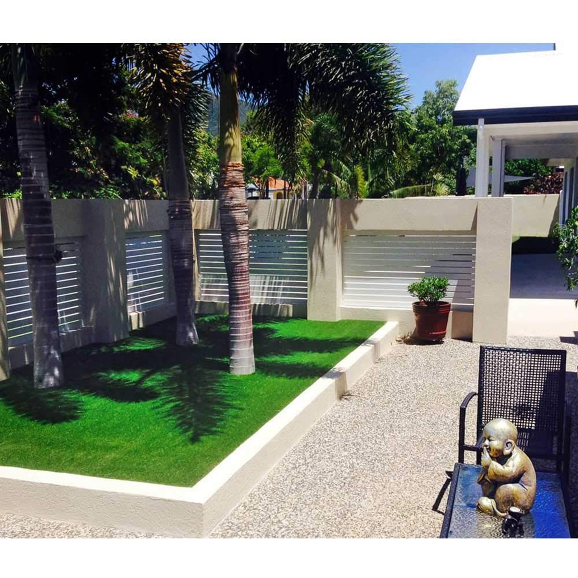 Stratco 8x6' Slat Fence System, White, & 95" 2 Way Fence Panel Post, White, 2 Pk - VMInnovations