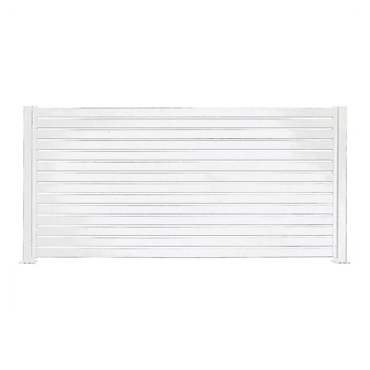 Stratco 8x6' Slat Fence System, White, & 95" 1 Way Fence Panel Post, White, 2 Pk