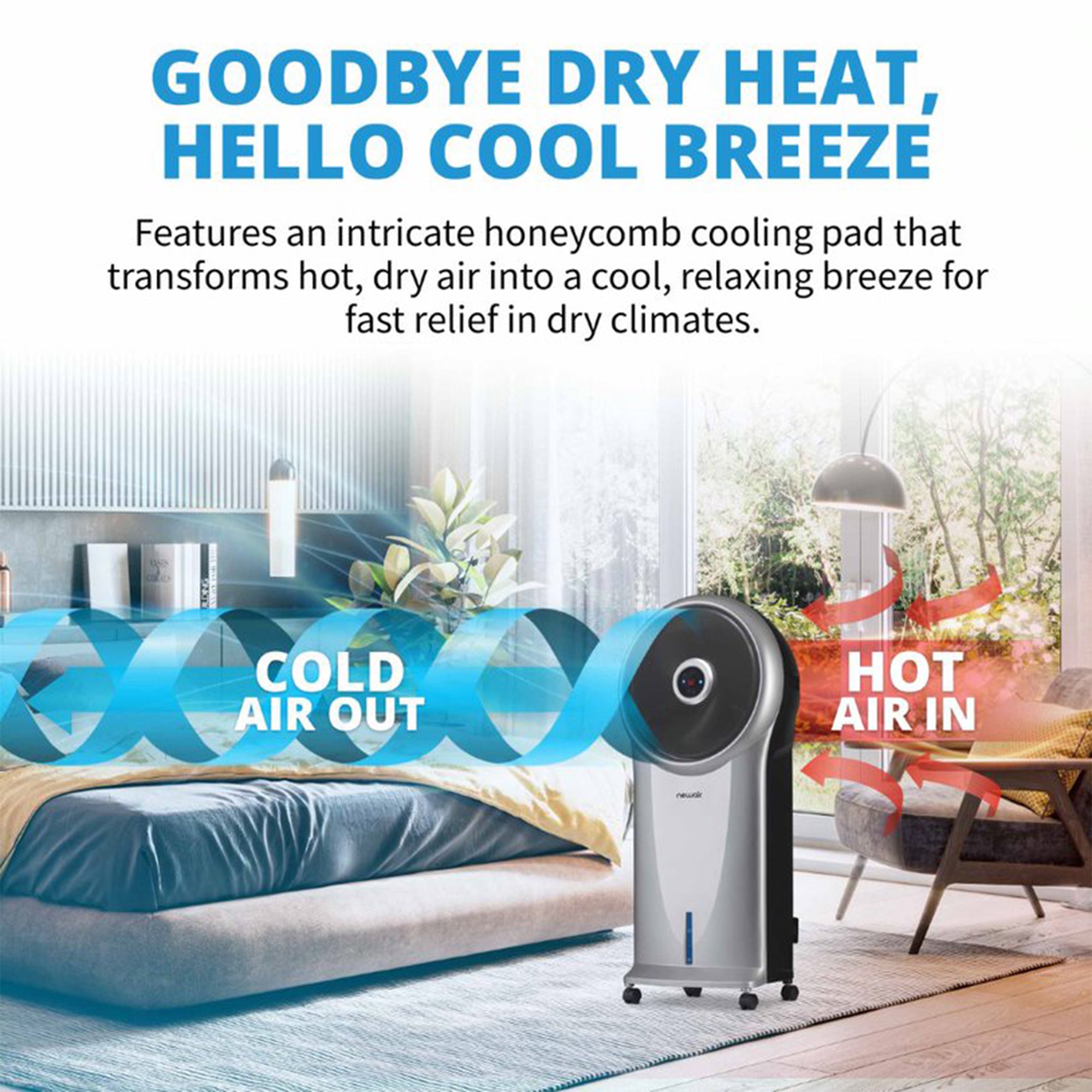 NewAir Evaporative Portable 3 Speed Cooler Fan w/Removable Water Tank (Open Box)