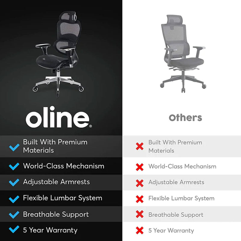 Oline ErgoPro Ergonomic Office Chair with Adjustable Headrest, Burgundy Red