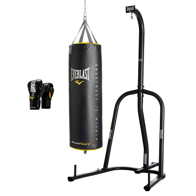 Everlast Powder Coated Steel Bag Stand with Training Hanging Bag & Boxing Gloves