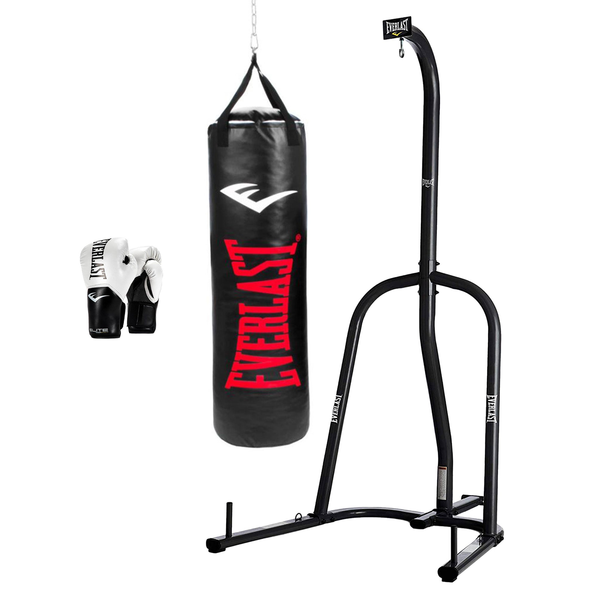 Everlast Powder Coated Steel Heavy Bag Stand with Punching Bag & Boxing Gloves