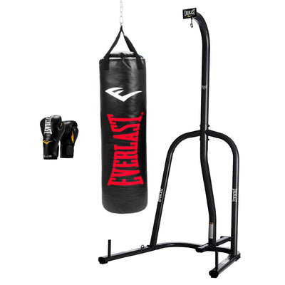 Everlast Powder Coated Steel Heavy Bag Stand with Punching Bag & Boxing Gloves